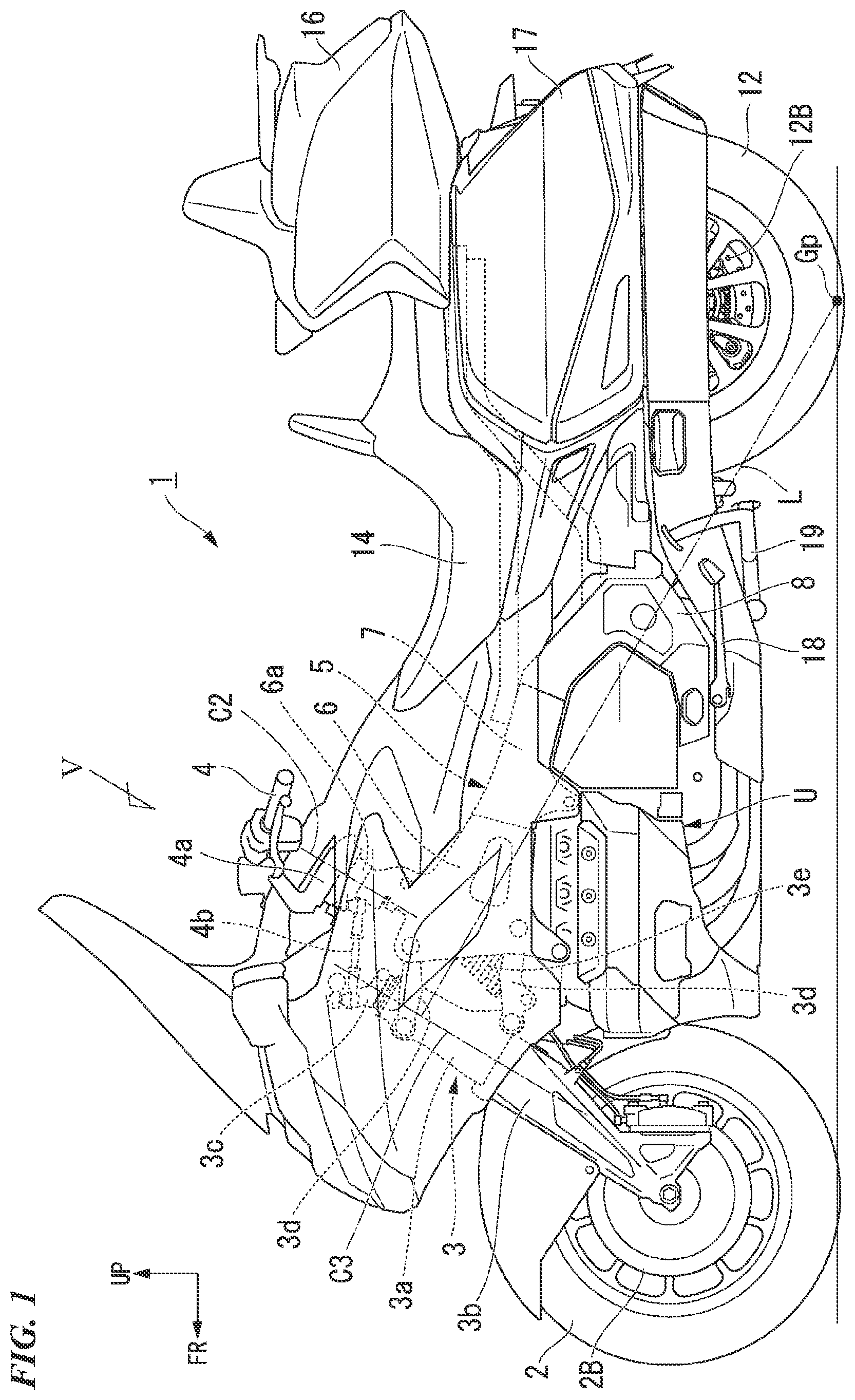 Patent US12304581 Figure 1 – Saddle-riding vehicle