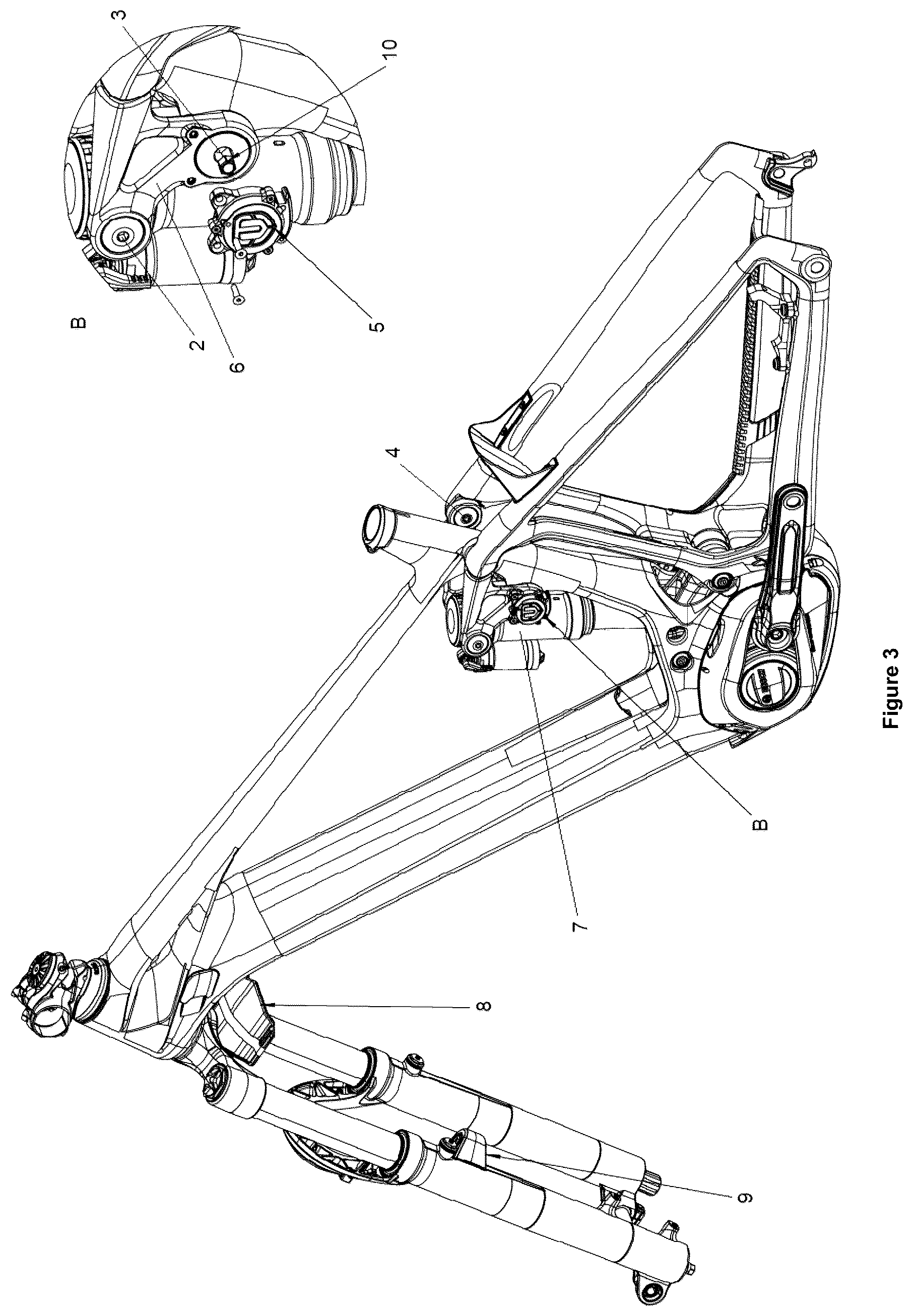Patent US12304584 Figure 3 – Rear suspension device, system and method for a bicycle