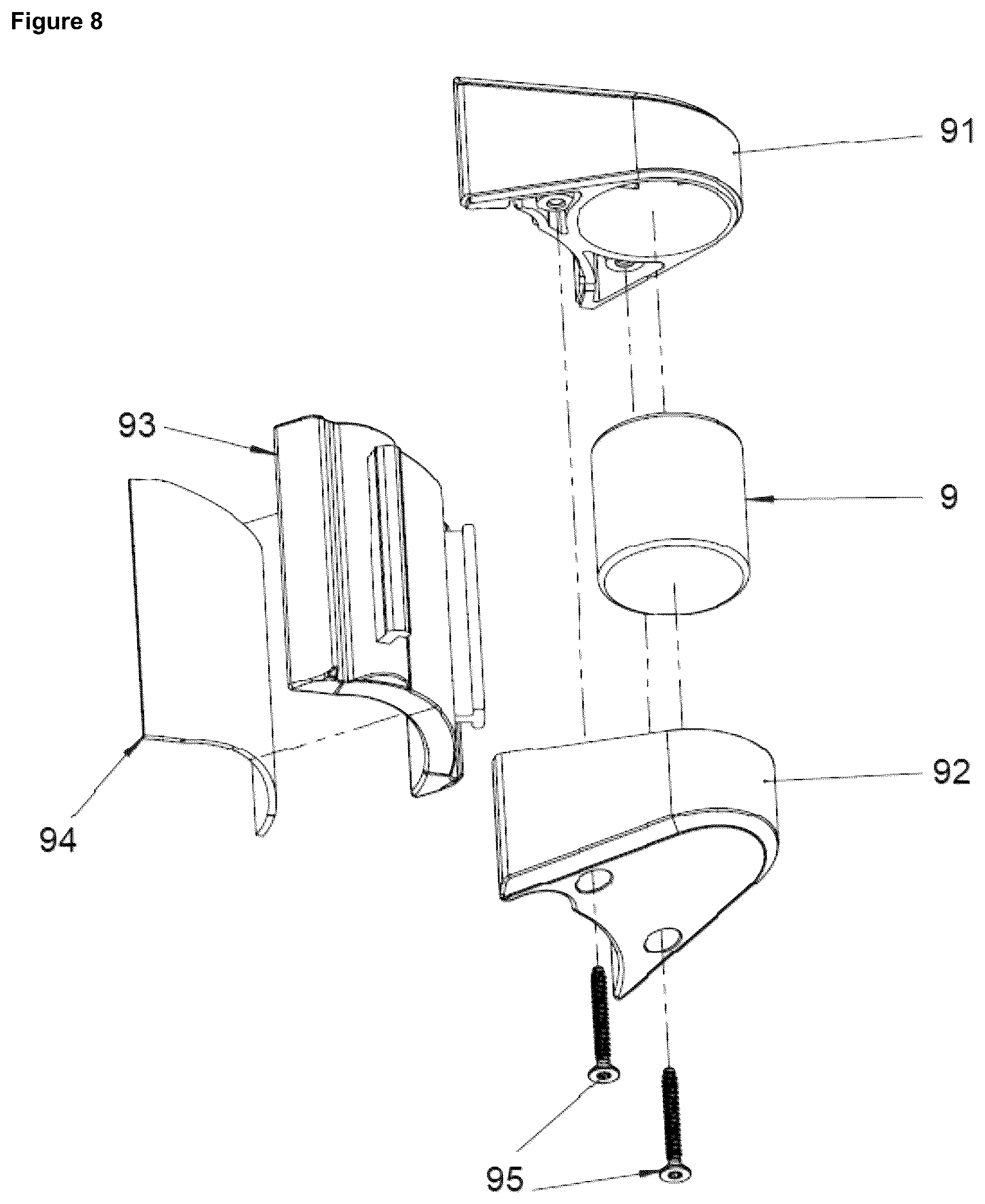 Patent US12304584 Figure 8 – Rear suspension device, system and method for a bicycle
