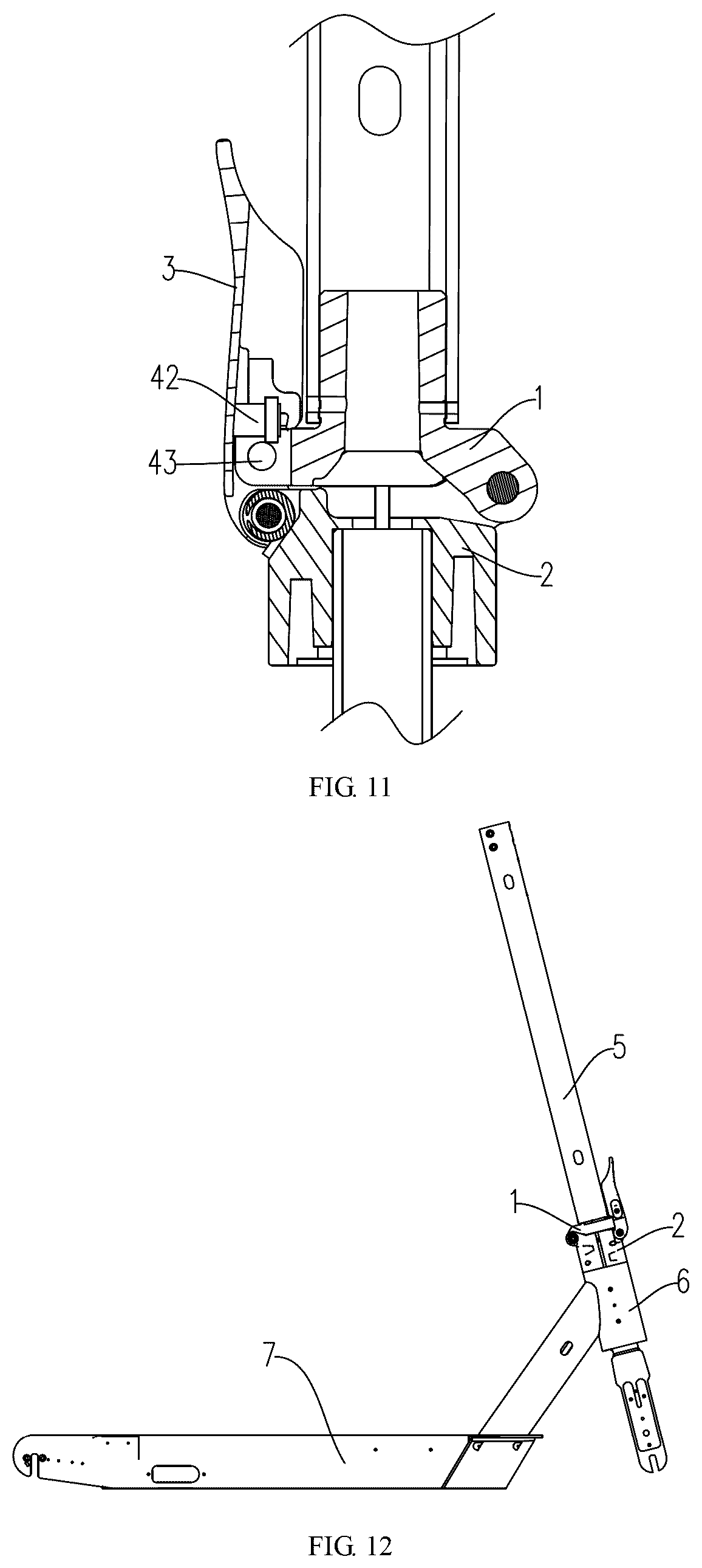 Patent US12304588 Figure 6 – Folding device and scooter