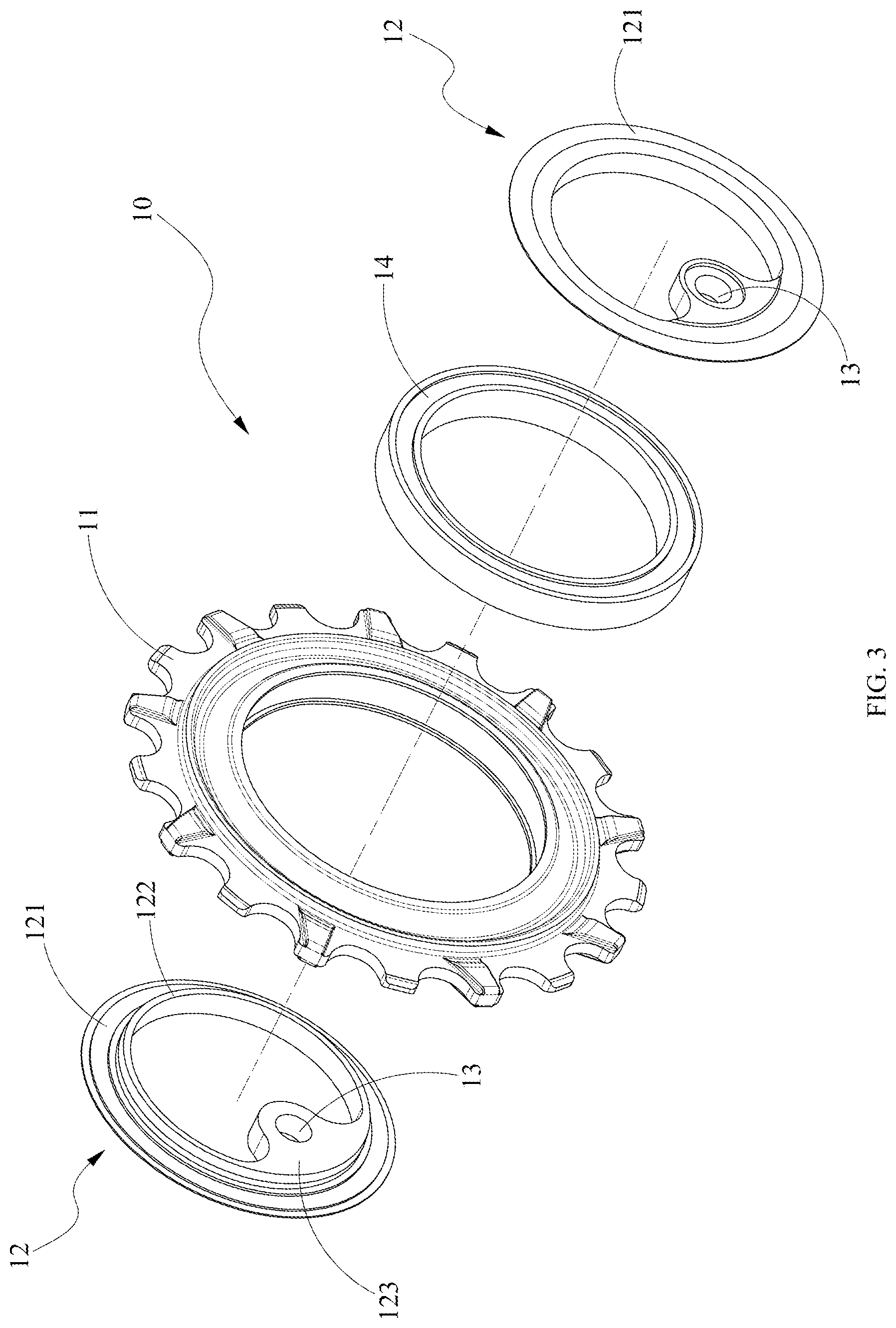 Patent US12304592 Figure 3 – Bicycle eccentric pulley wheel