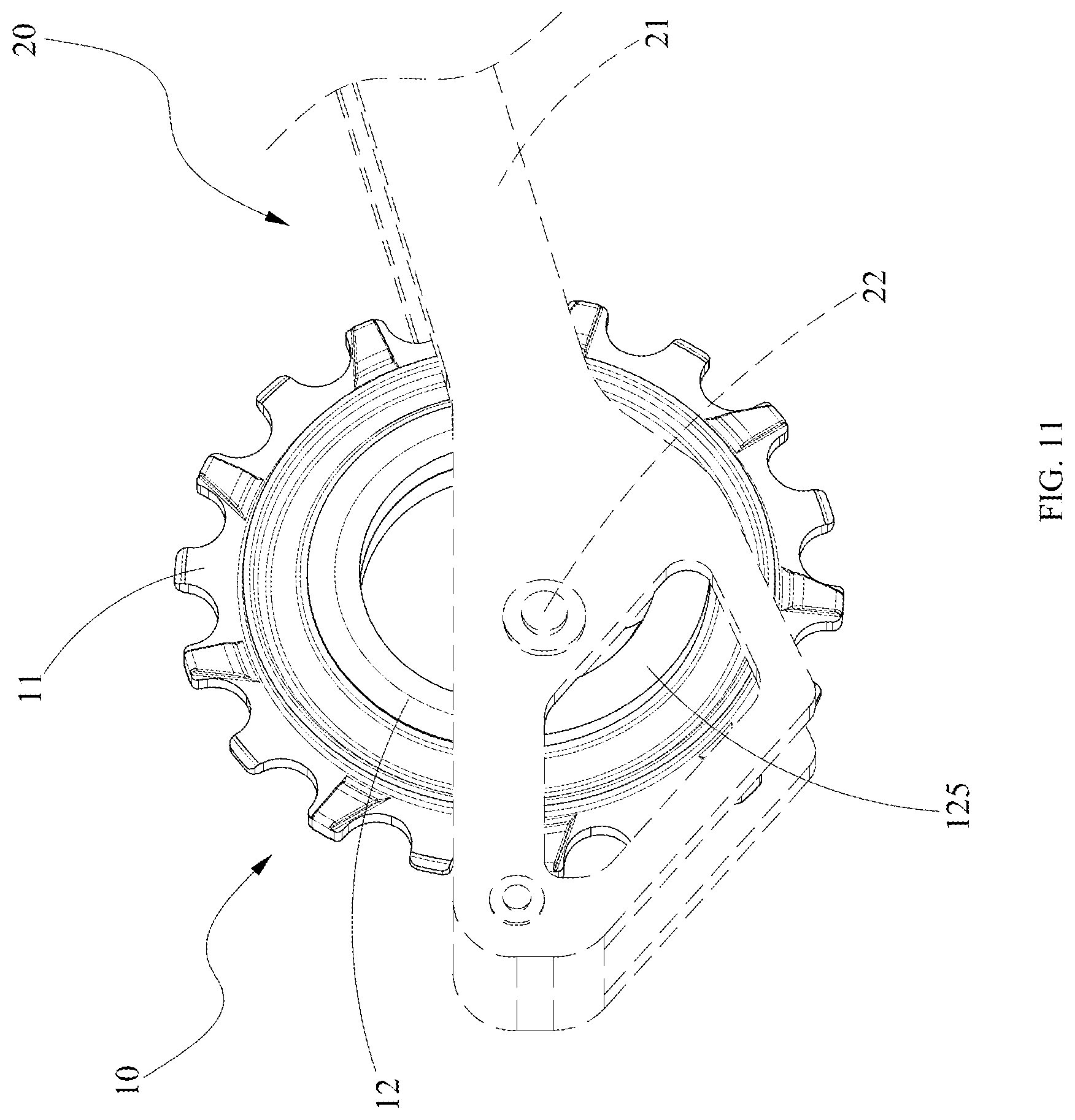 Patent US12304592 Figure 11 – Bicycle eccentric pulley wheel