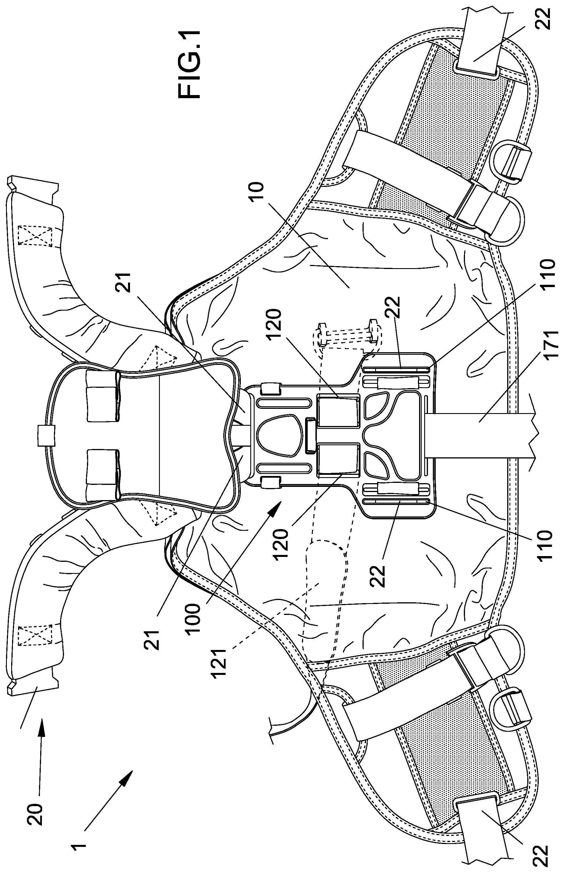 Patent US12304601 Figure 1 – Buoyancy control device for scuba diving