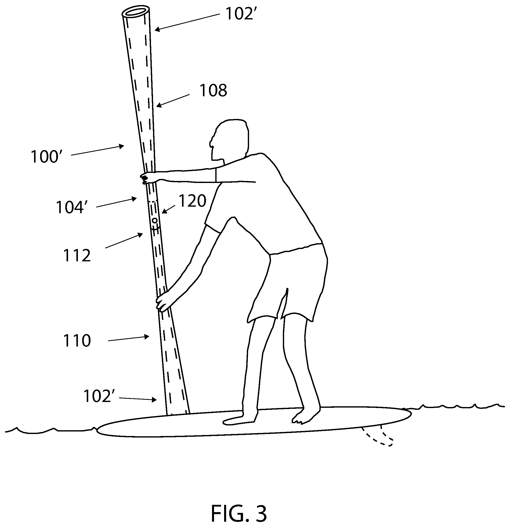 Patent US12304604 Figure 3 – Stiff hollow rod for use to propel watercraft