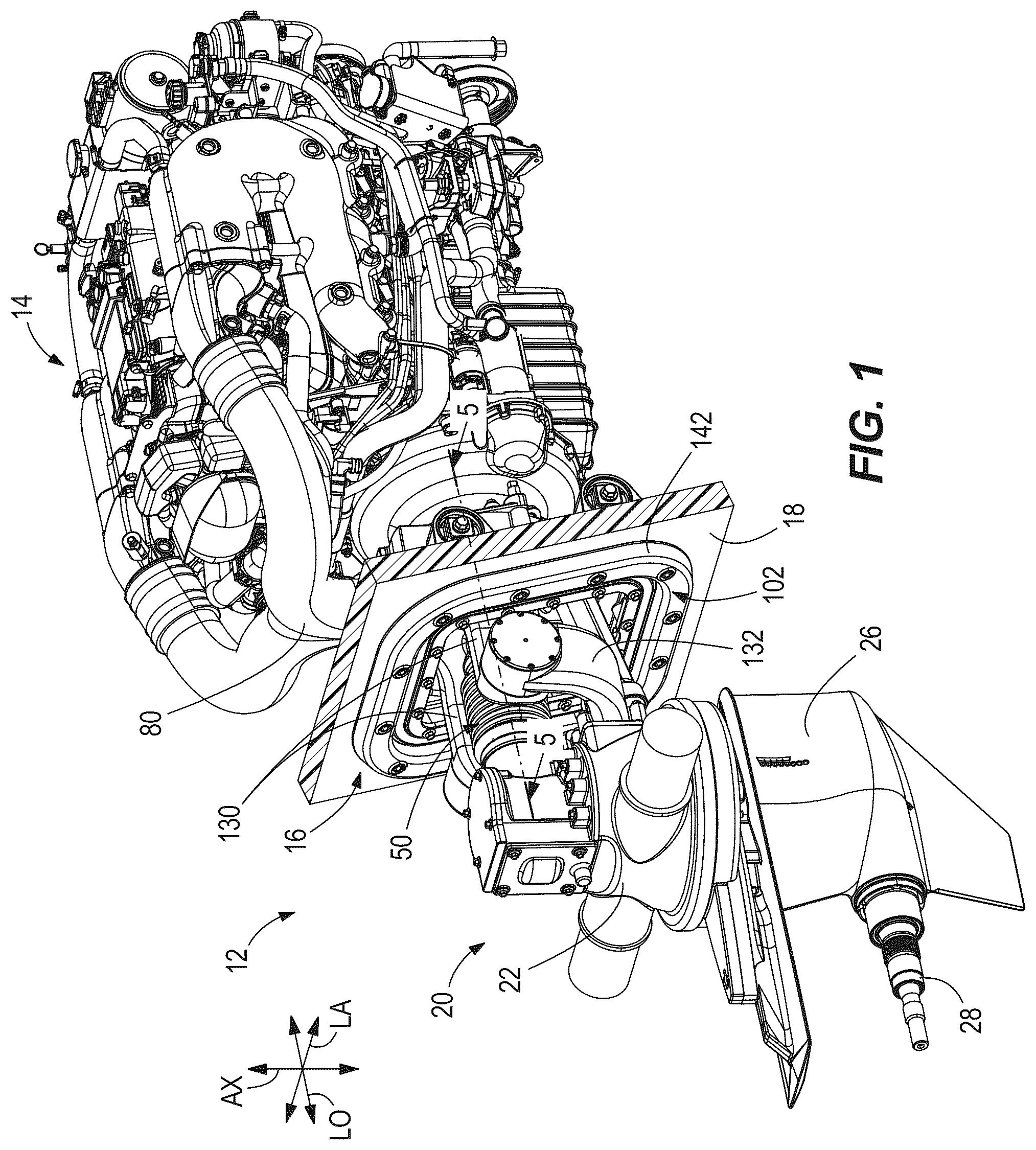 Patent US12304609 Figure 1 – Stern drives and transom bracket assemblies for stern drives providing vibration isolation