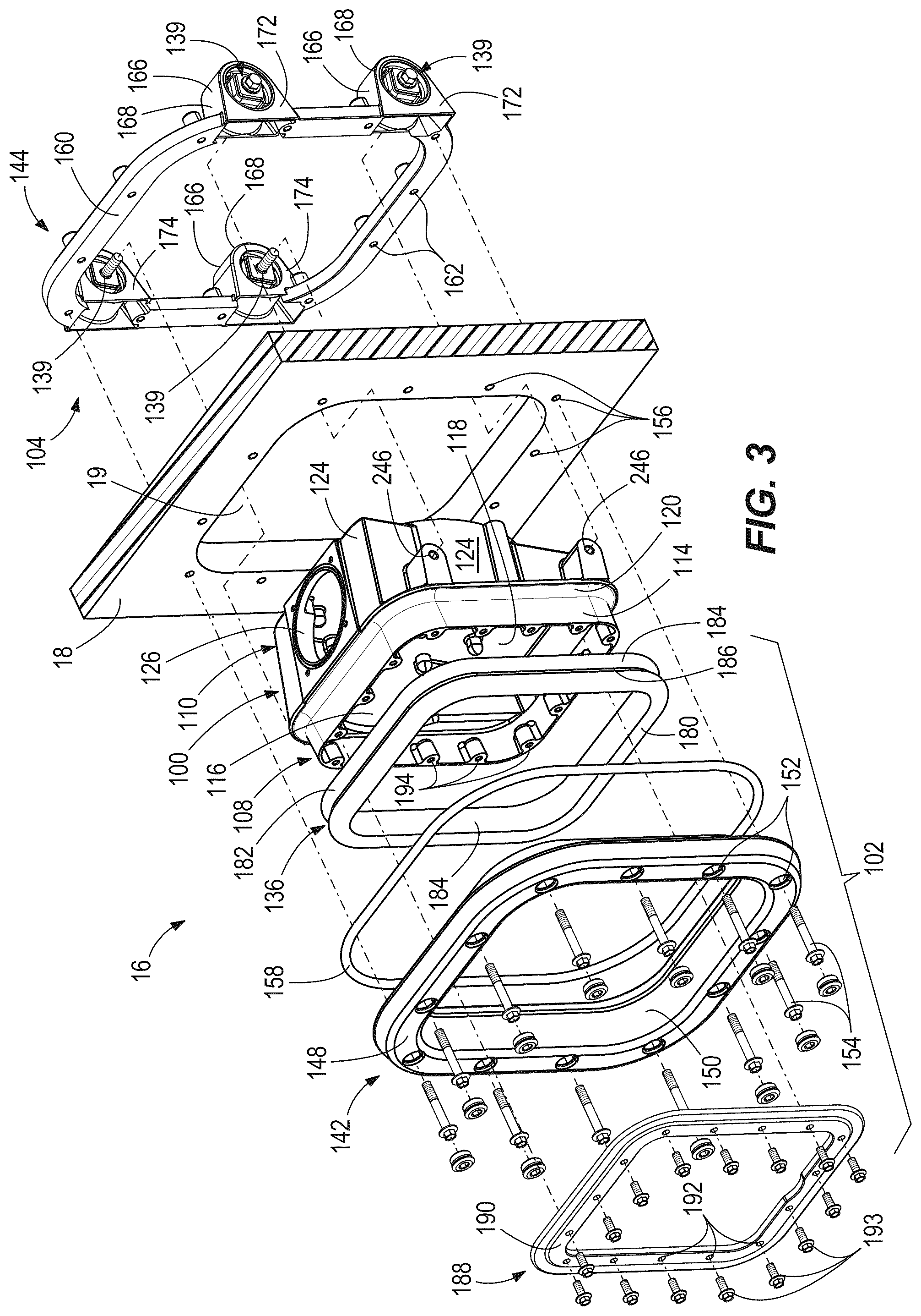 Patent US12304609 Figure 3 – Stern drives and transom bracket assemblies for stern drives providing vibration isolation