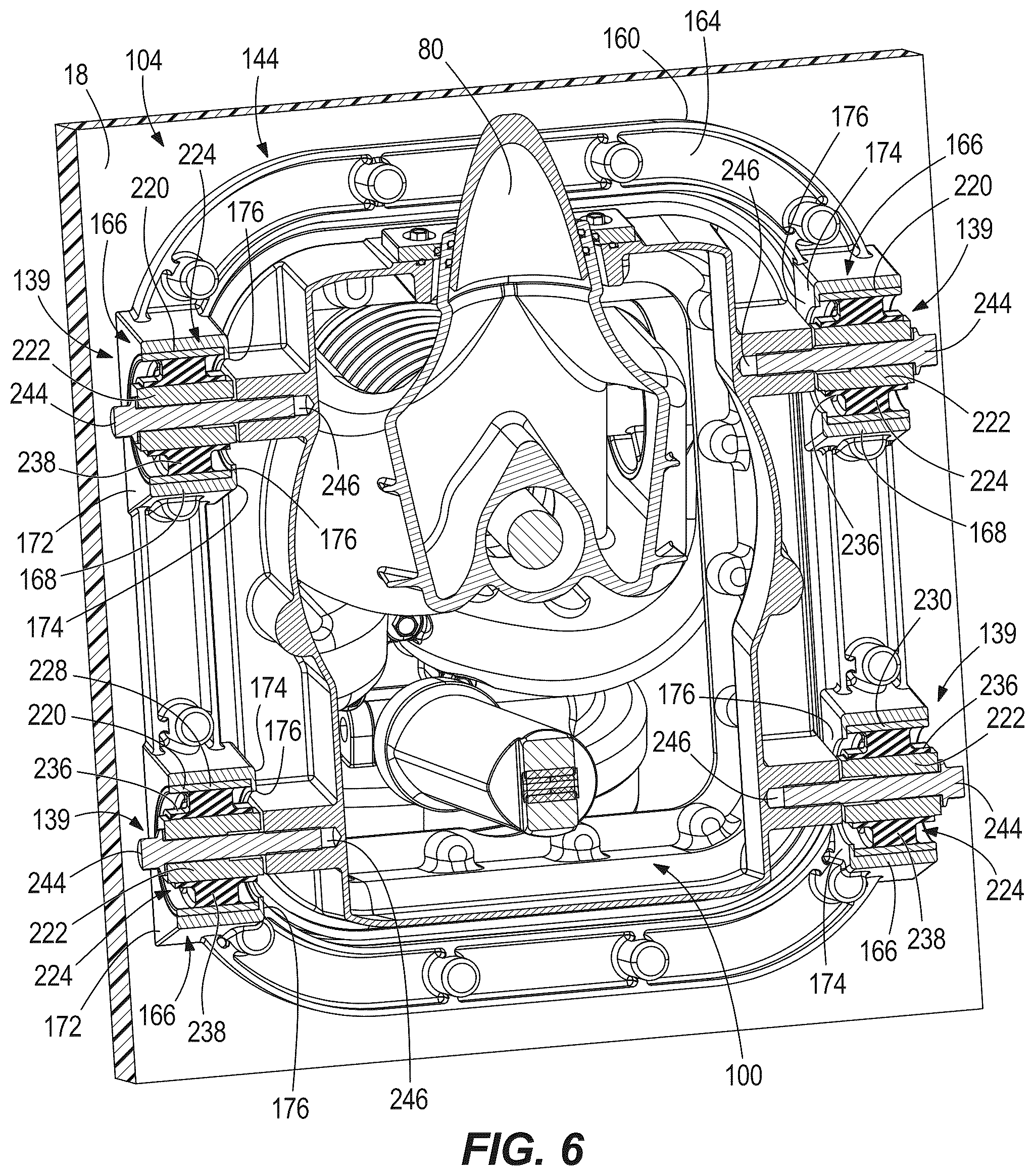 Patent US12304609 Figure 6 – Stern drives and transom bracket assemblies for stern drives providing vibration isolation