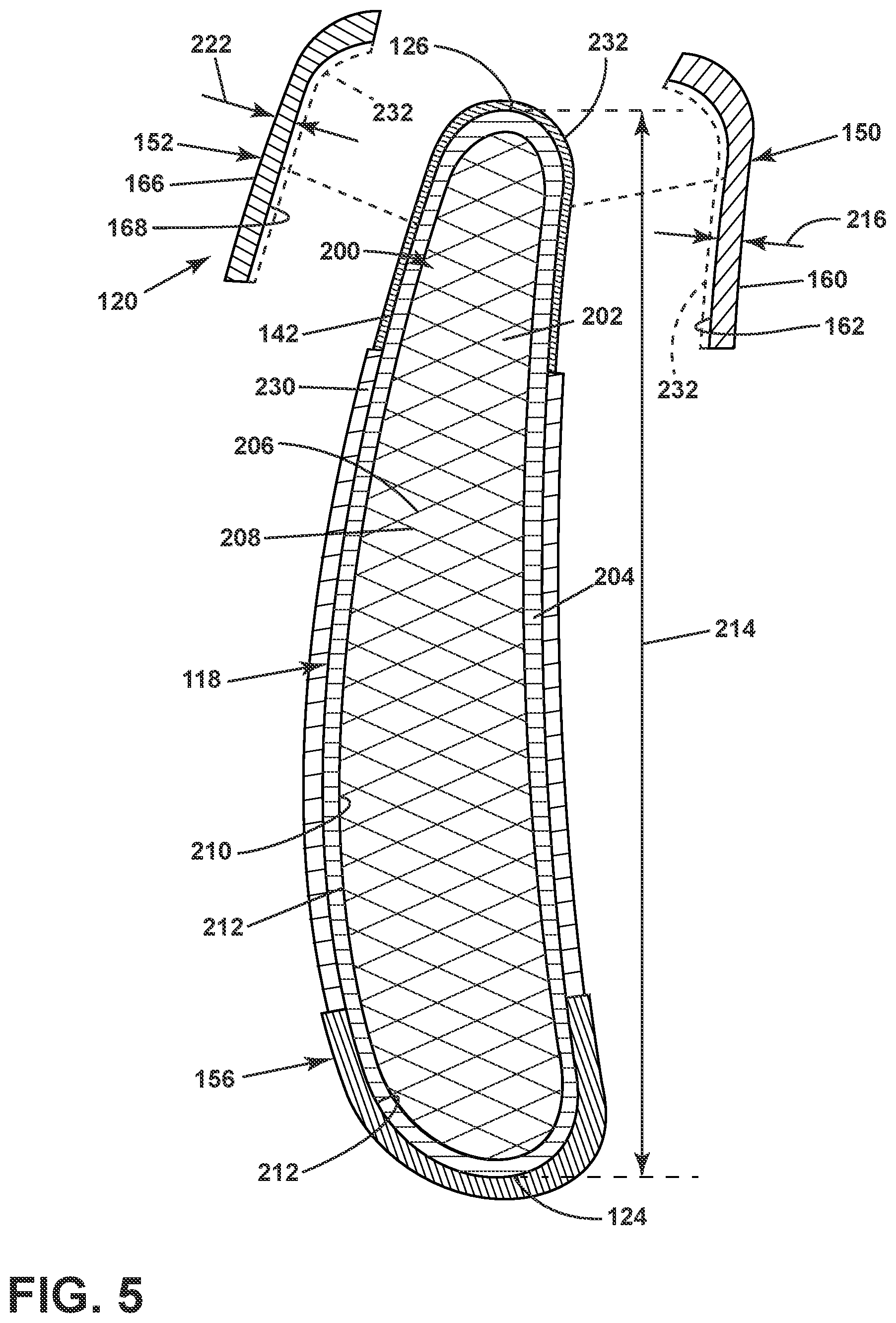 Patent US12304614 Figure 5 – Composite airfoil assembly and method of forming a composite airfoil assembly