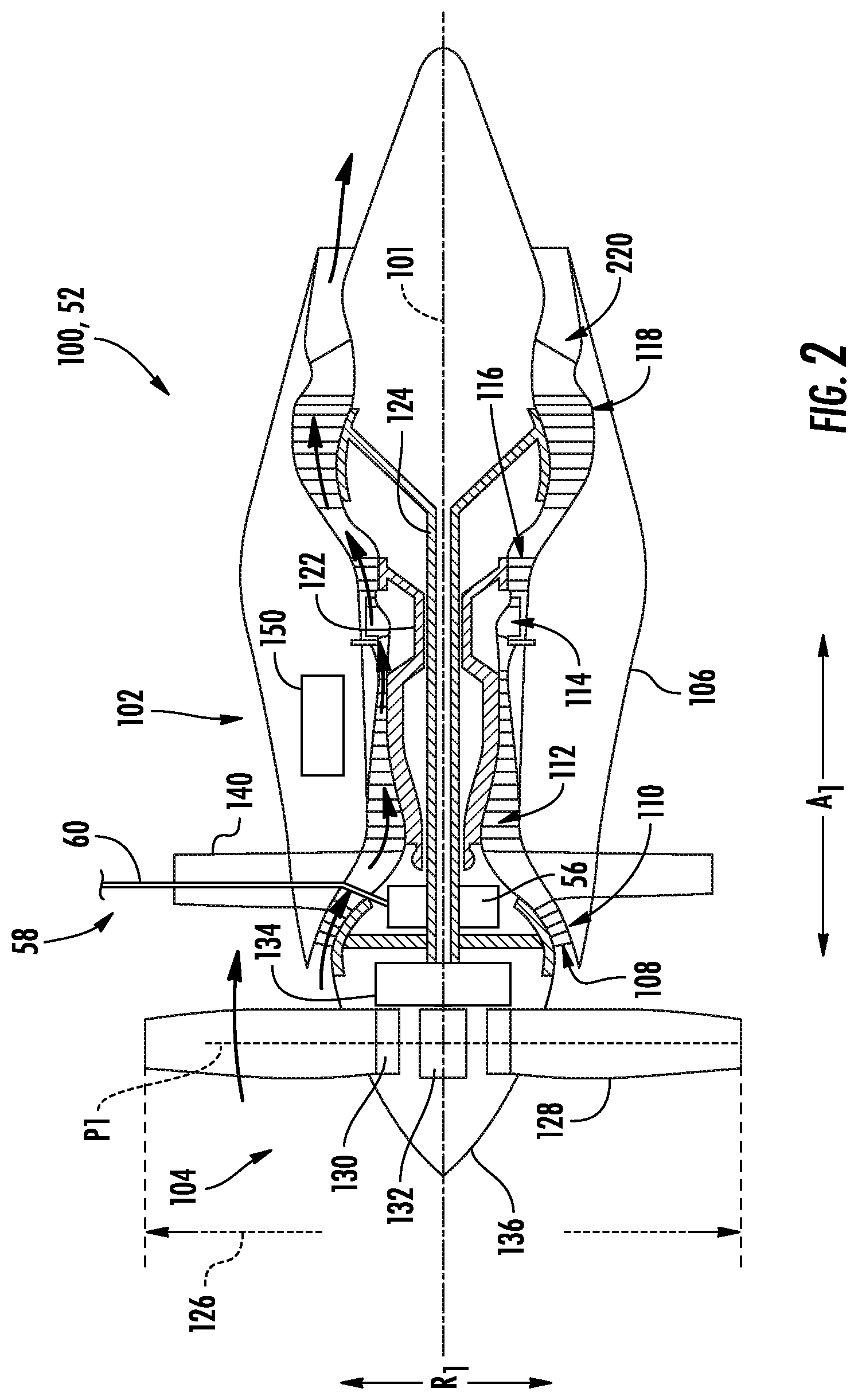 Patent US12304615 Figure 2 – Aircraft engine