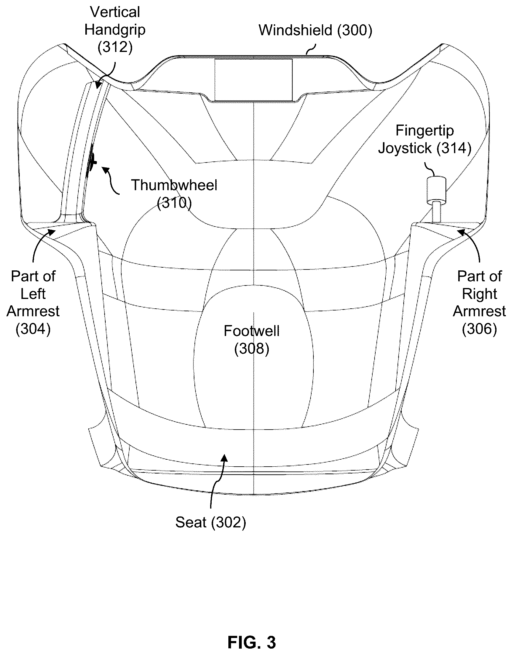 Patent US12304617 Figure 3 – Decoupled hand controls for aircraft with vertical takeoff and landing and forward flight capabilities