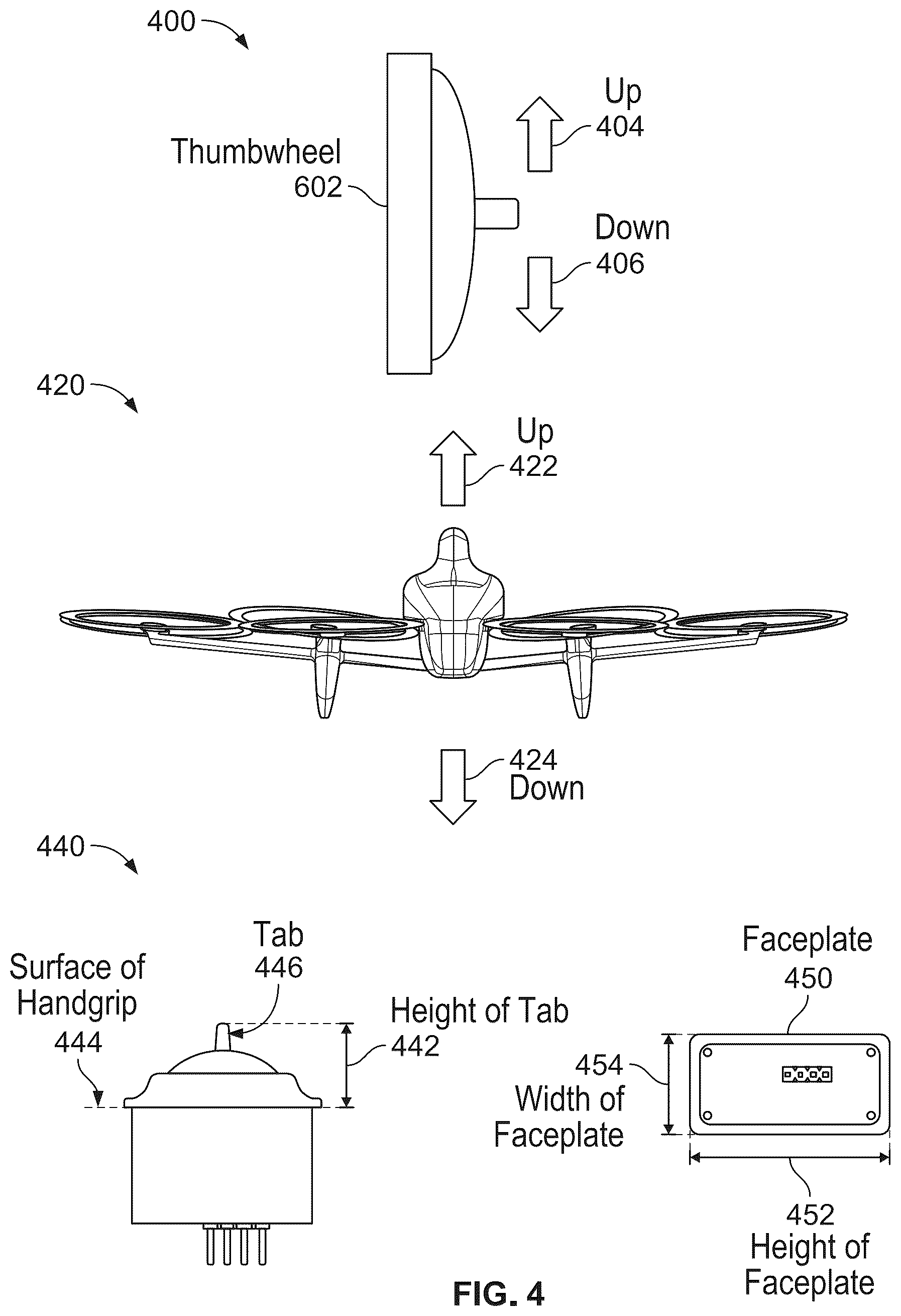 Patent US12304617 Figure 4 – Decoupled hand controls for aircraft with vertical takeoff and landing and forward flight capabilities