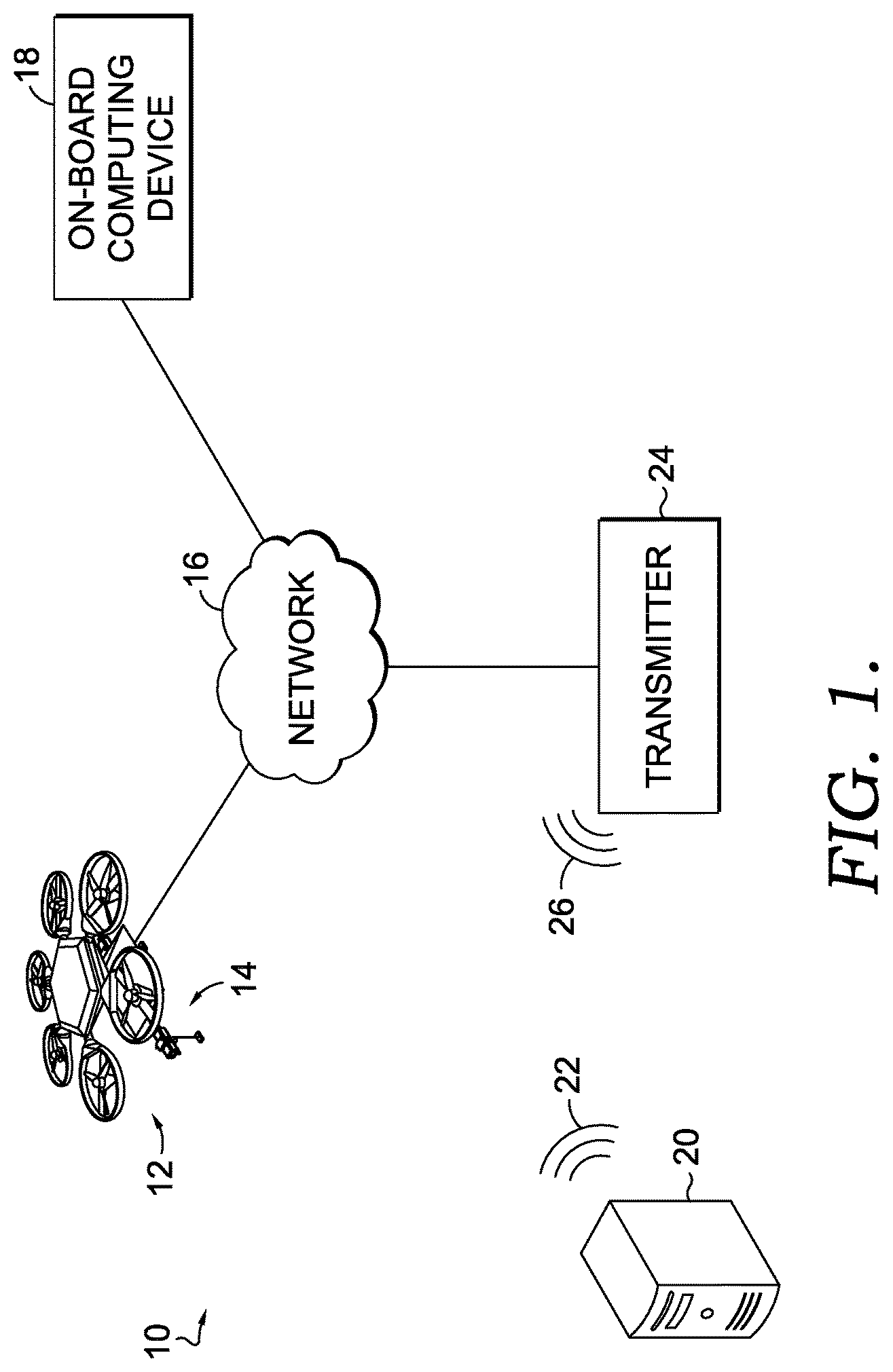 Patent US12304631 — Parcel delivery system and methods using rail system for unmanned aerial vehicles — Figure 1