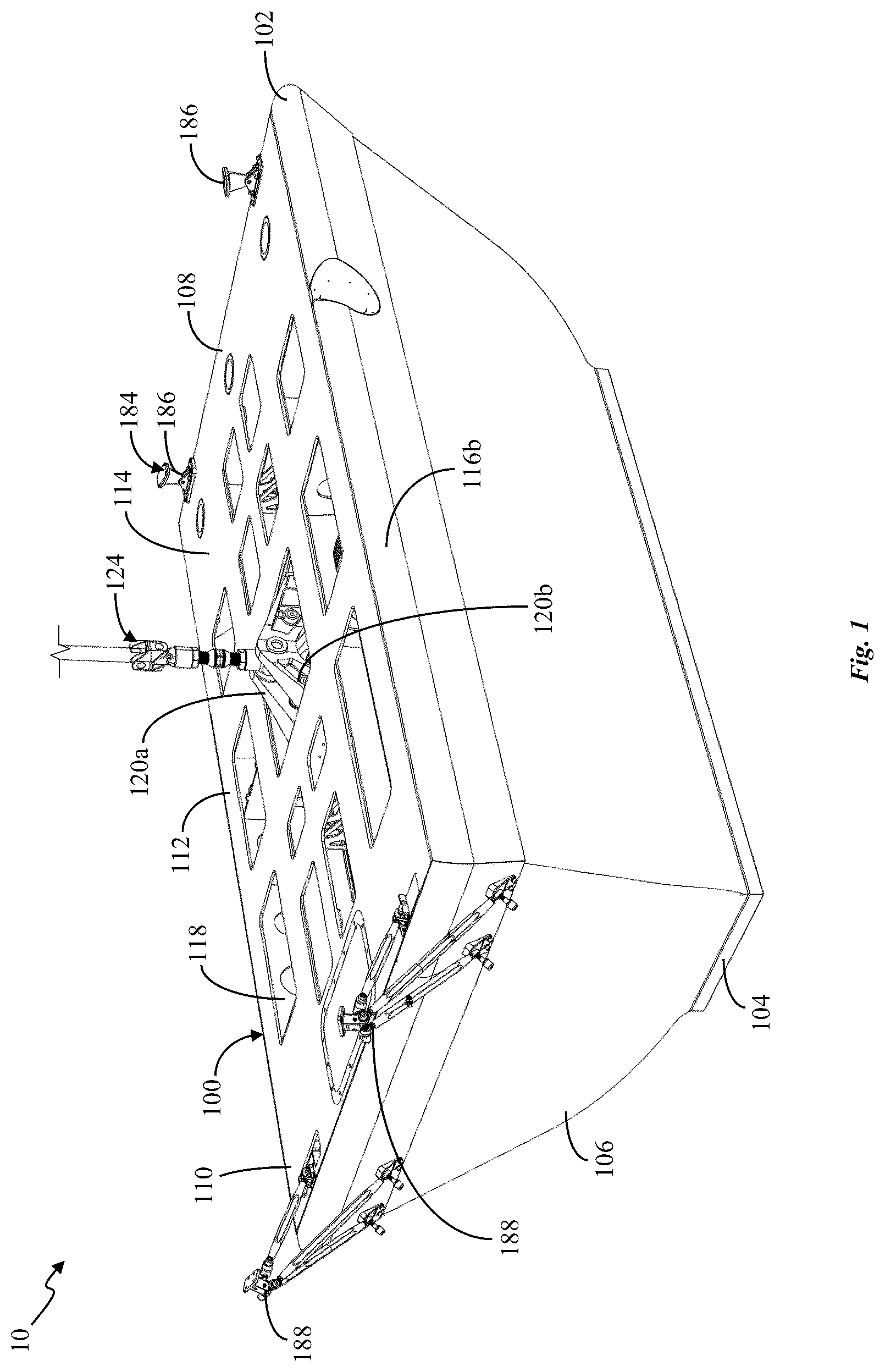 Patent US12304632 Figure 1 – Tank assembly and helicopter