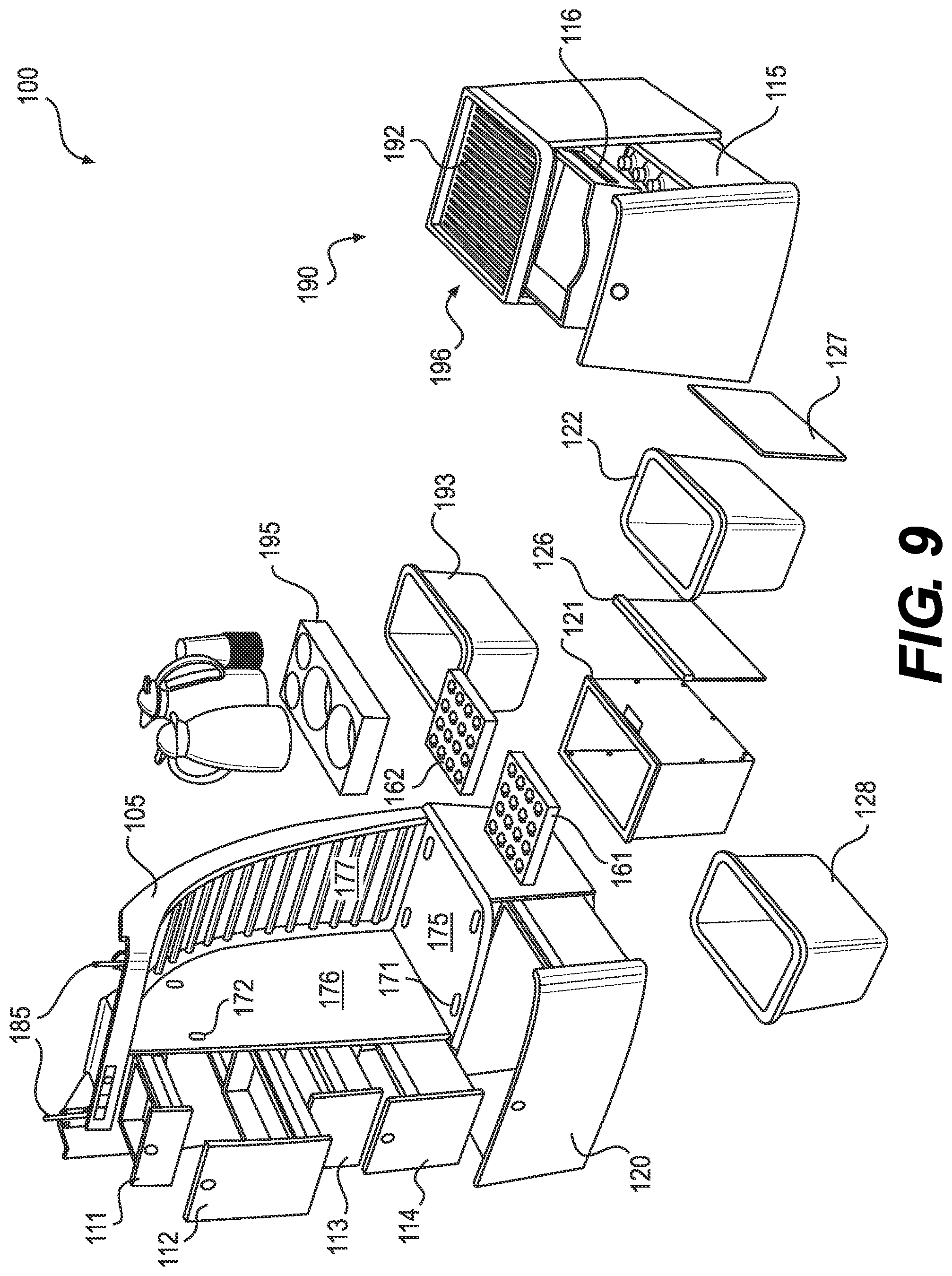 Patent US12304634 Figure 9 – Modular refreshment center