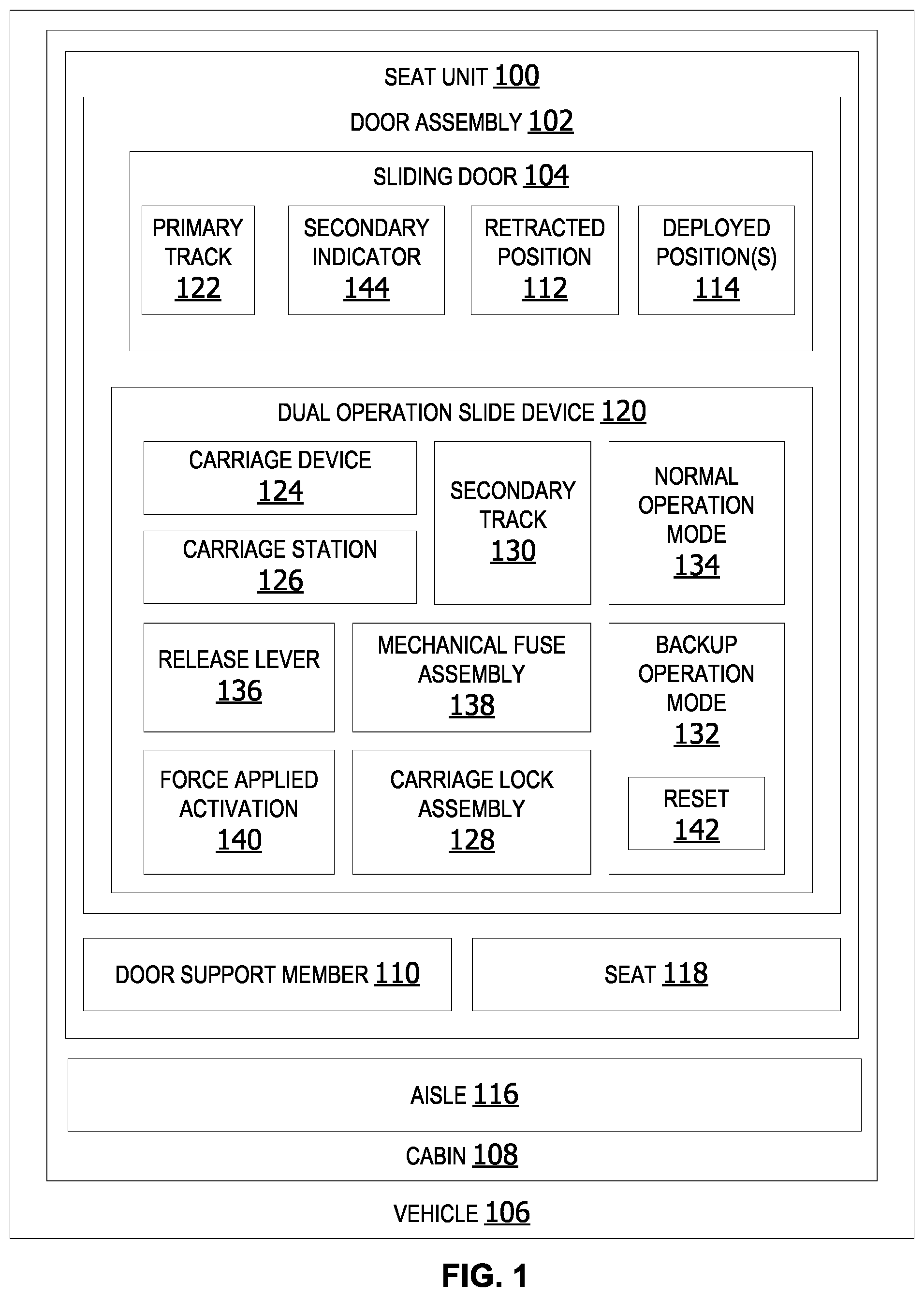 Patent US12304637 Figure 1 – Dual operation emergency passage egress system