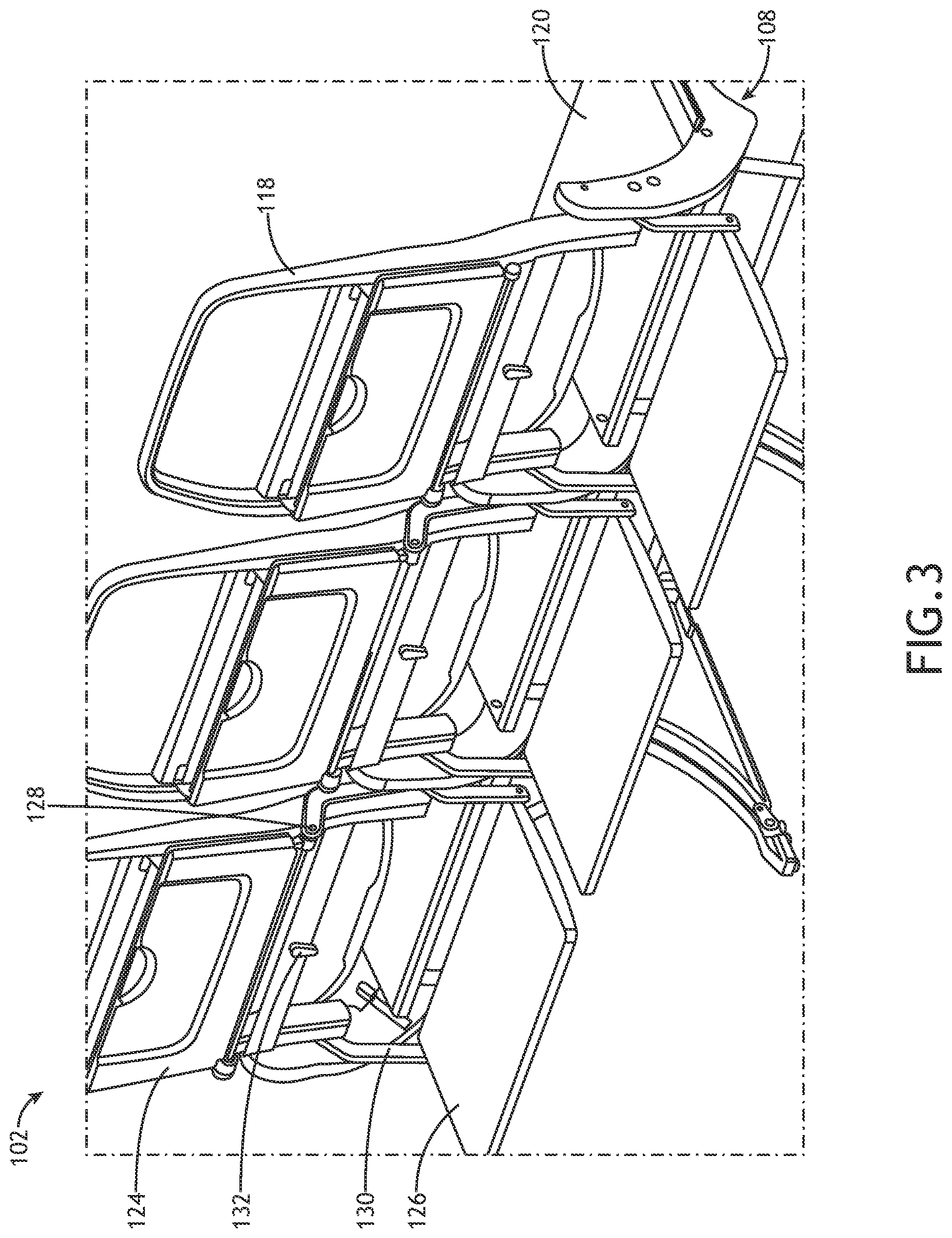 Patent US12304639 Figure 3 – Contiguous passenger seat rows configured to form a bed