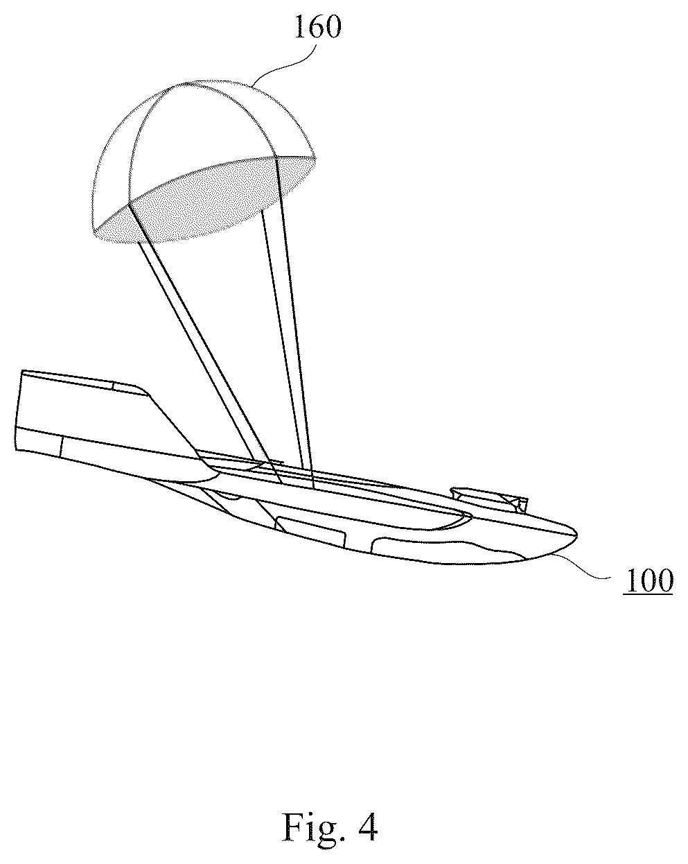 Patent US12304643 Figure 4 – Parachute landing methods and systems for an unmanned aerial vehicle
