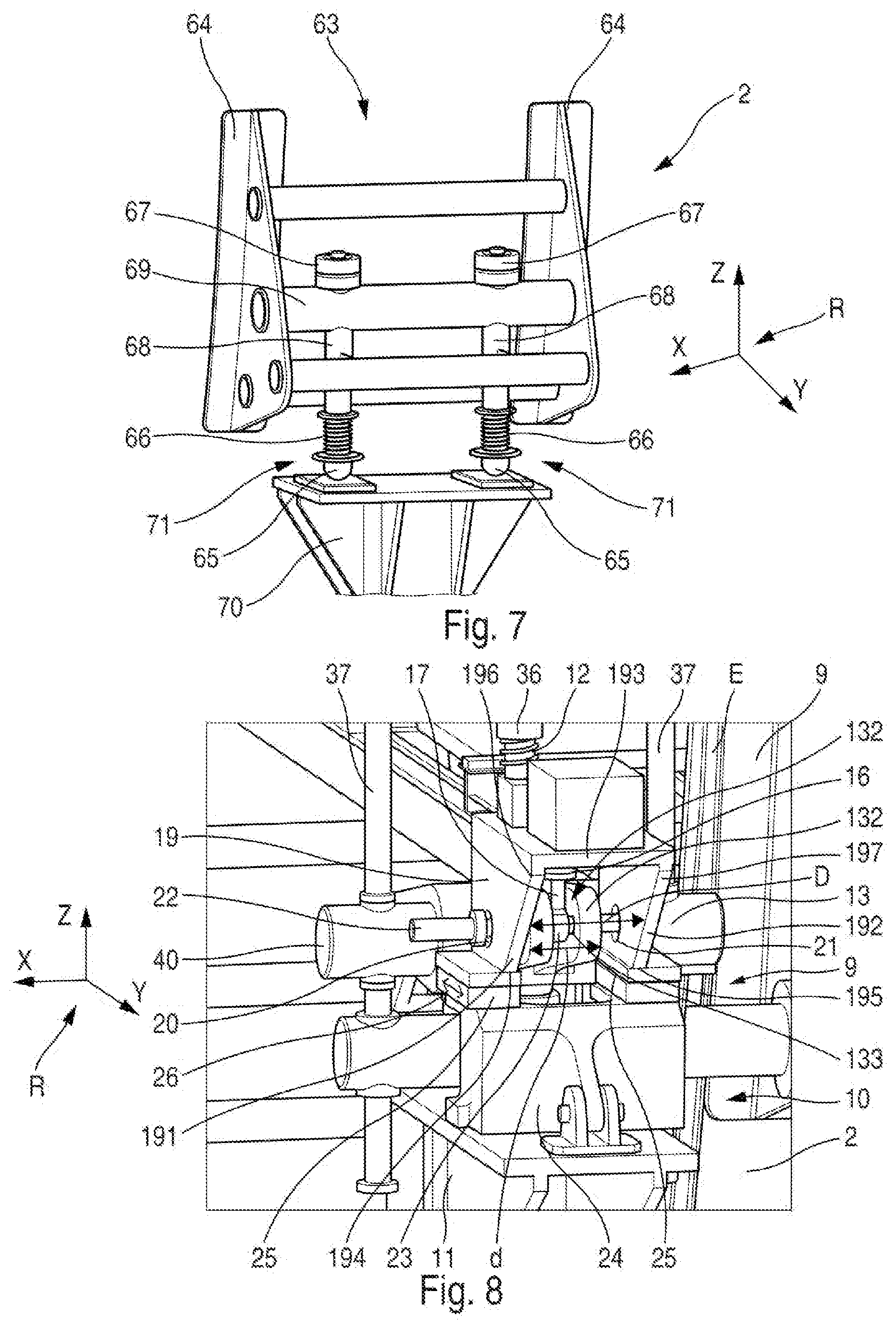 Patent US12304659 Figure 4 – System for handling a side shell of an aircraft with a view to assembling a fuselage barrel of the aircraft and method for assembling a fuselage barrel of an aircraft