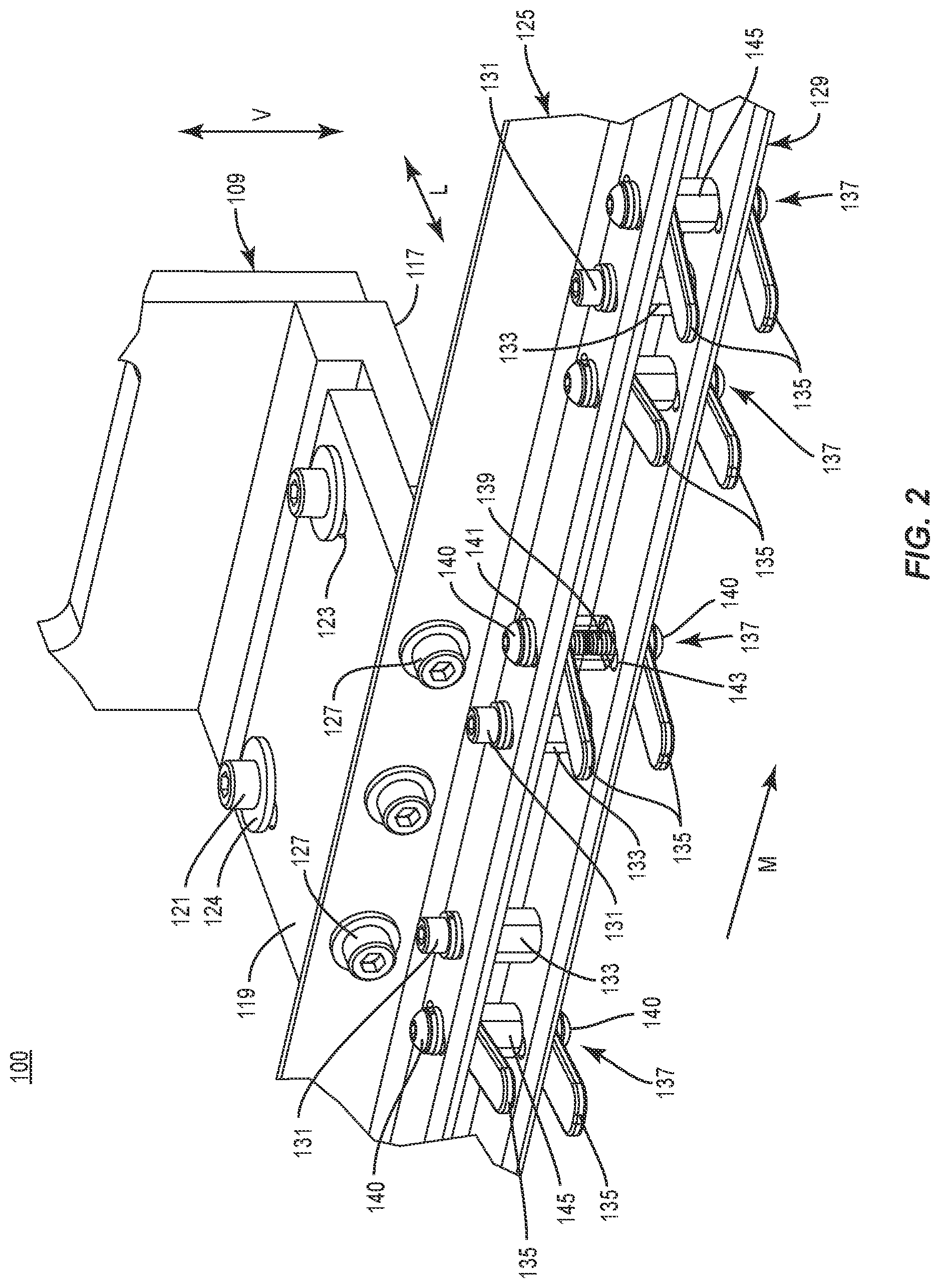 Patent US12304677 Figure 2 – Reconfigurable tray engaging assembly