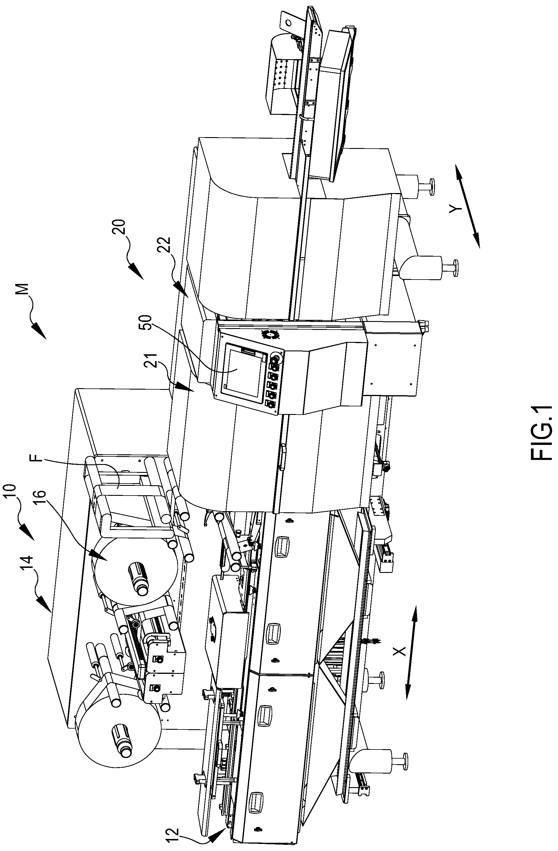 Patent US12304682 — Horizontal packaging machine with adjustable cut-sew group — Figure 1