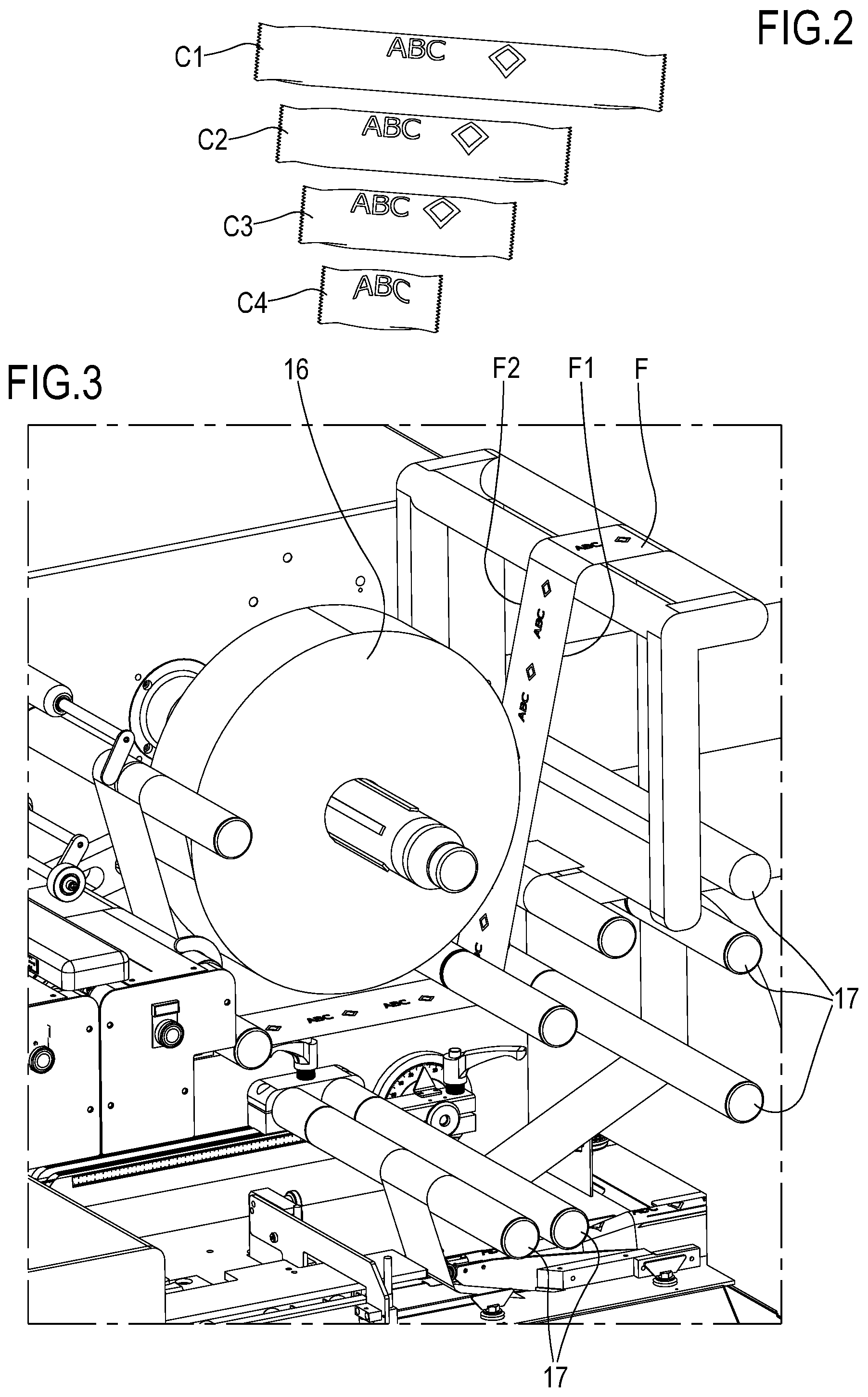 Patent US12304682 Figure 2 – Horizontal packaging machine with adjustable cut-sew group