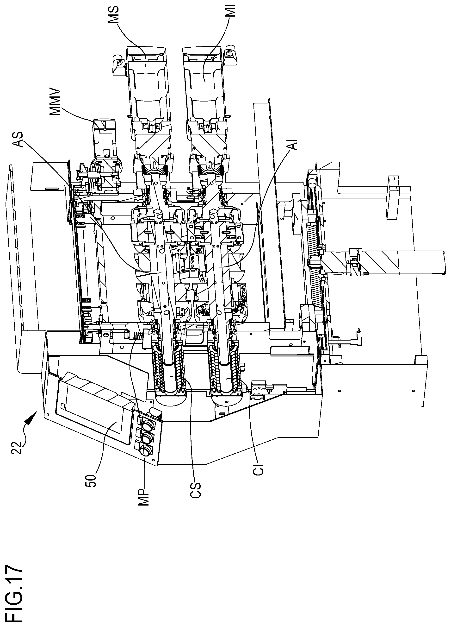 Patent US12304682 Figure 14 – Horizontal packaging machine with adjustable cut-sew group