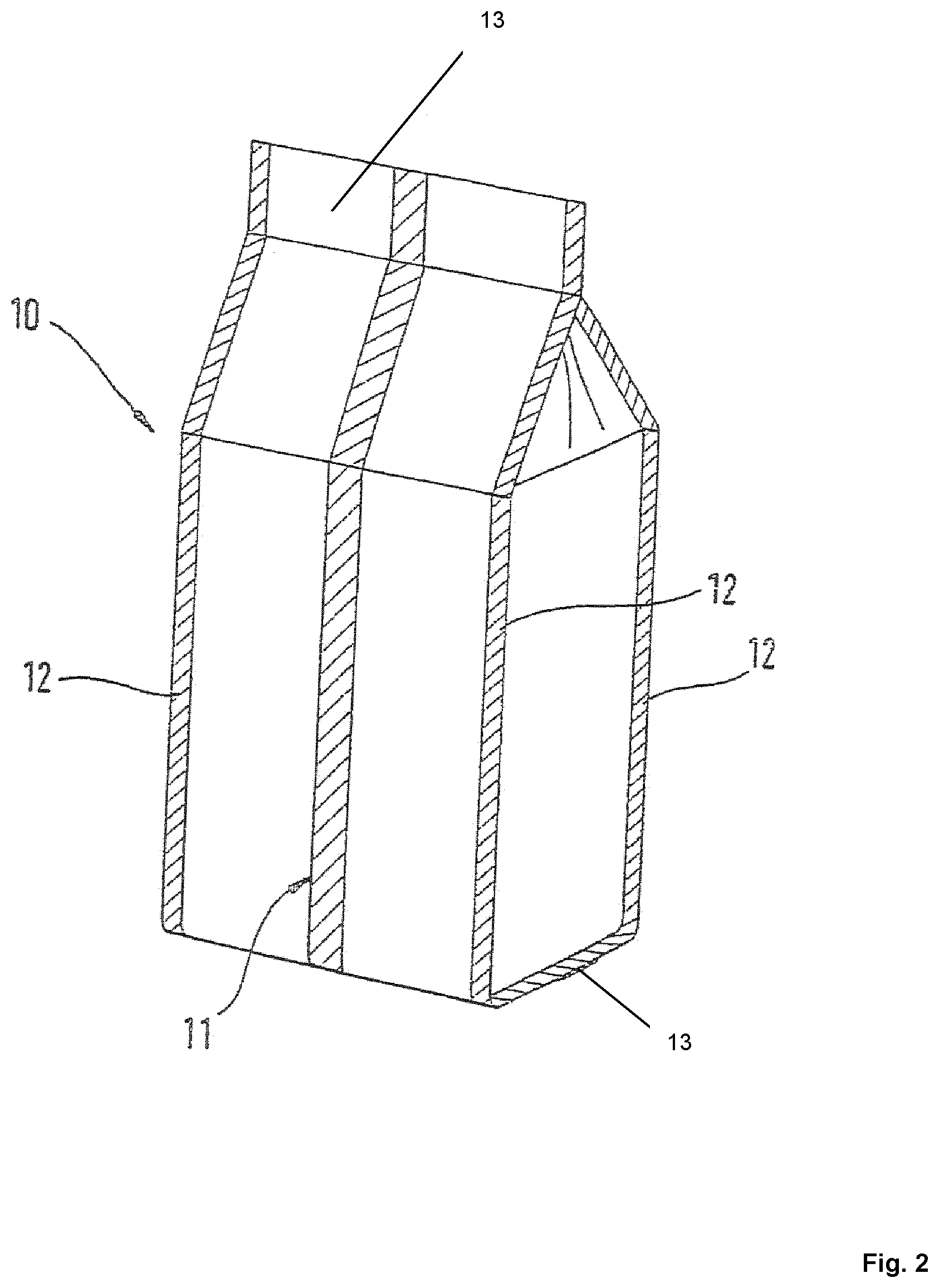 Patent US12304685 Figure 2 – Vertical flow-wrapper with improved corner folding