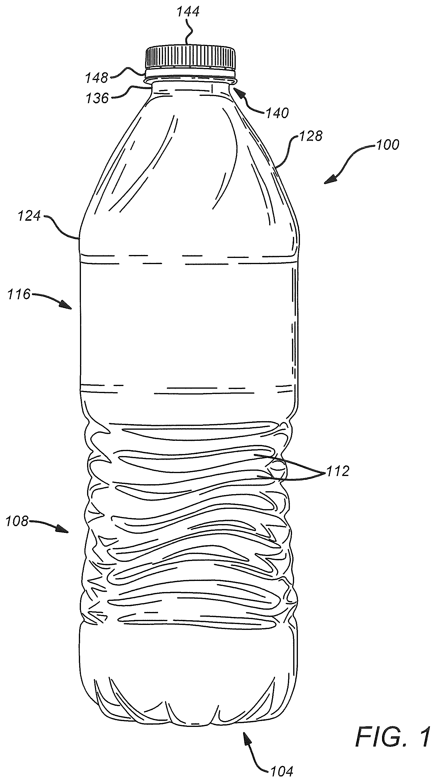 Patent US12304688 — Container finish portion with polished buffer zone — Figure 1