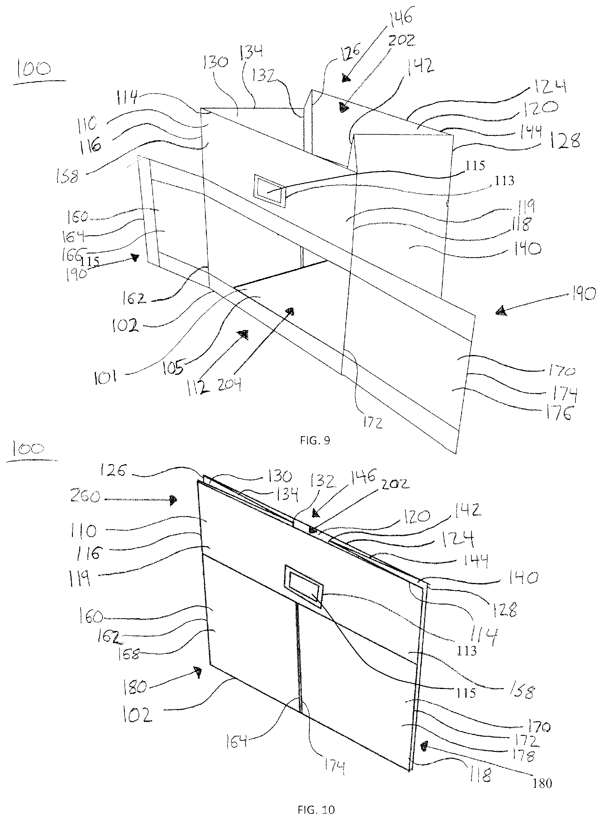 Patent US12304689 Figure 5 – Multi-compartment collapsible storage container