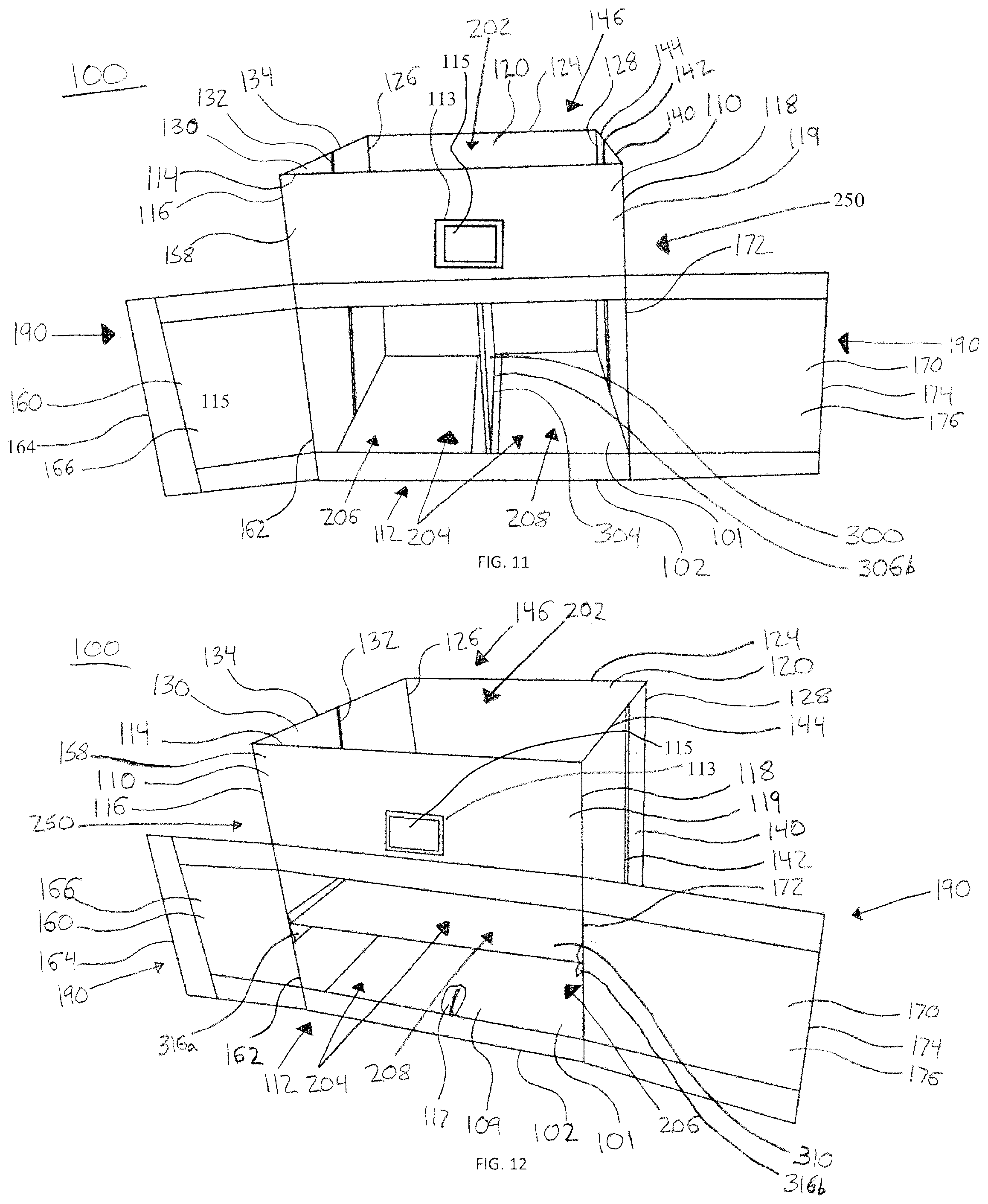 Patent US12304689 Figure 6 – Multi-compartment collapsible storage container