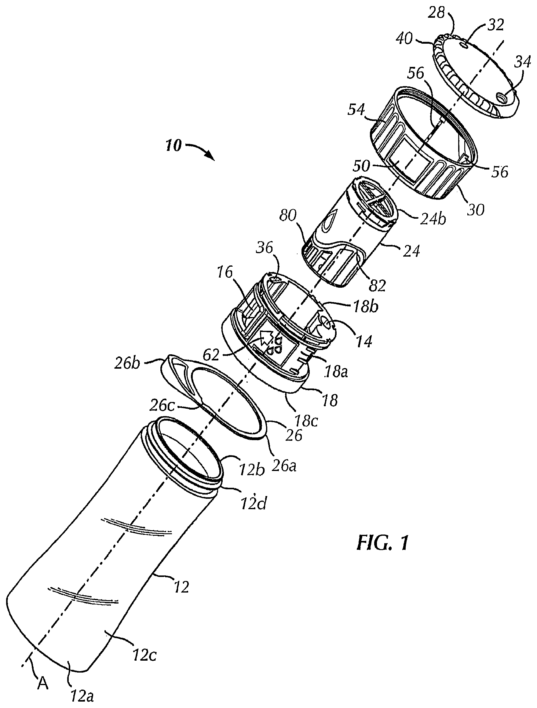 Patent US12304696 Figure 1 – Water bottle