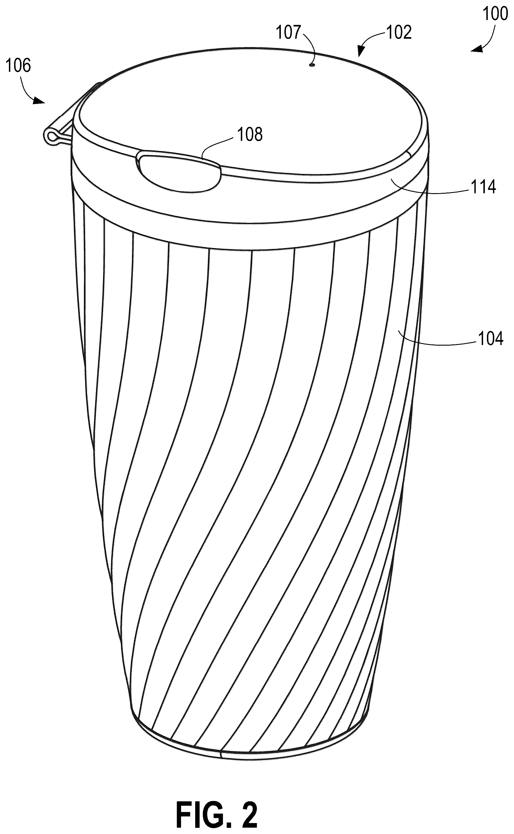 Patent US12304701 Figure 2 – Recyclable coffee cup with integrated lid