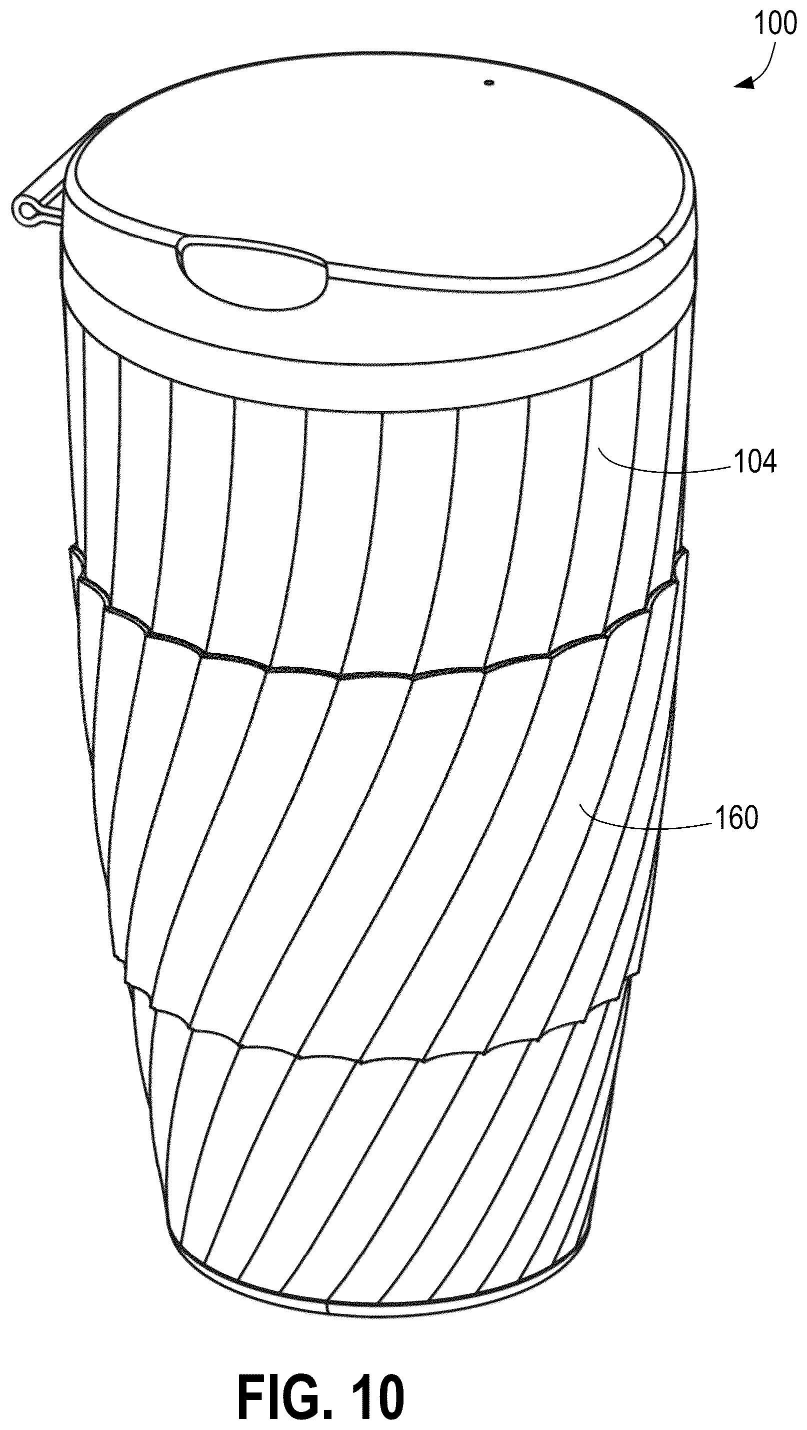 Patent US12304701 Figure 7 – Recyclable coffee cup with integrated lid