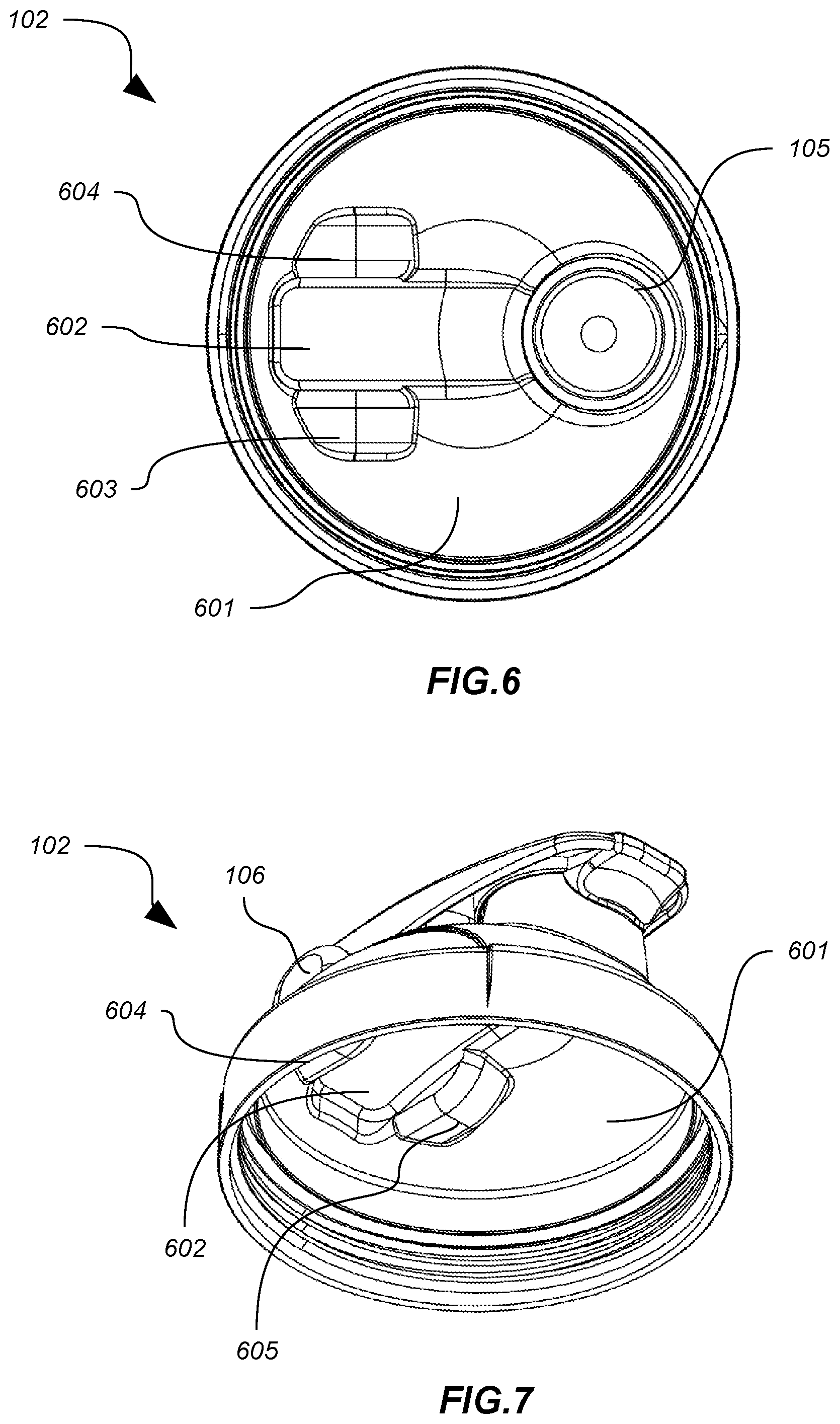 Patent US12304703 Figure 6 – Container lid with flip cap and nesting carry loop