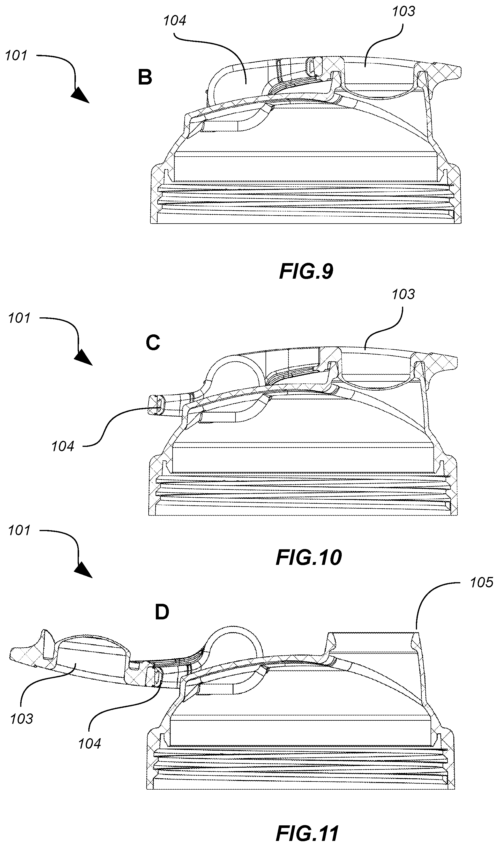 Patent US12304703 Figure 8 – Container lid with flip cap and nesting carry loop