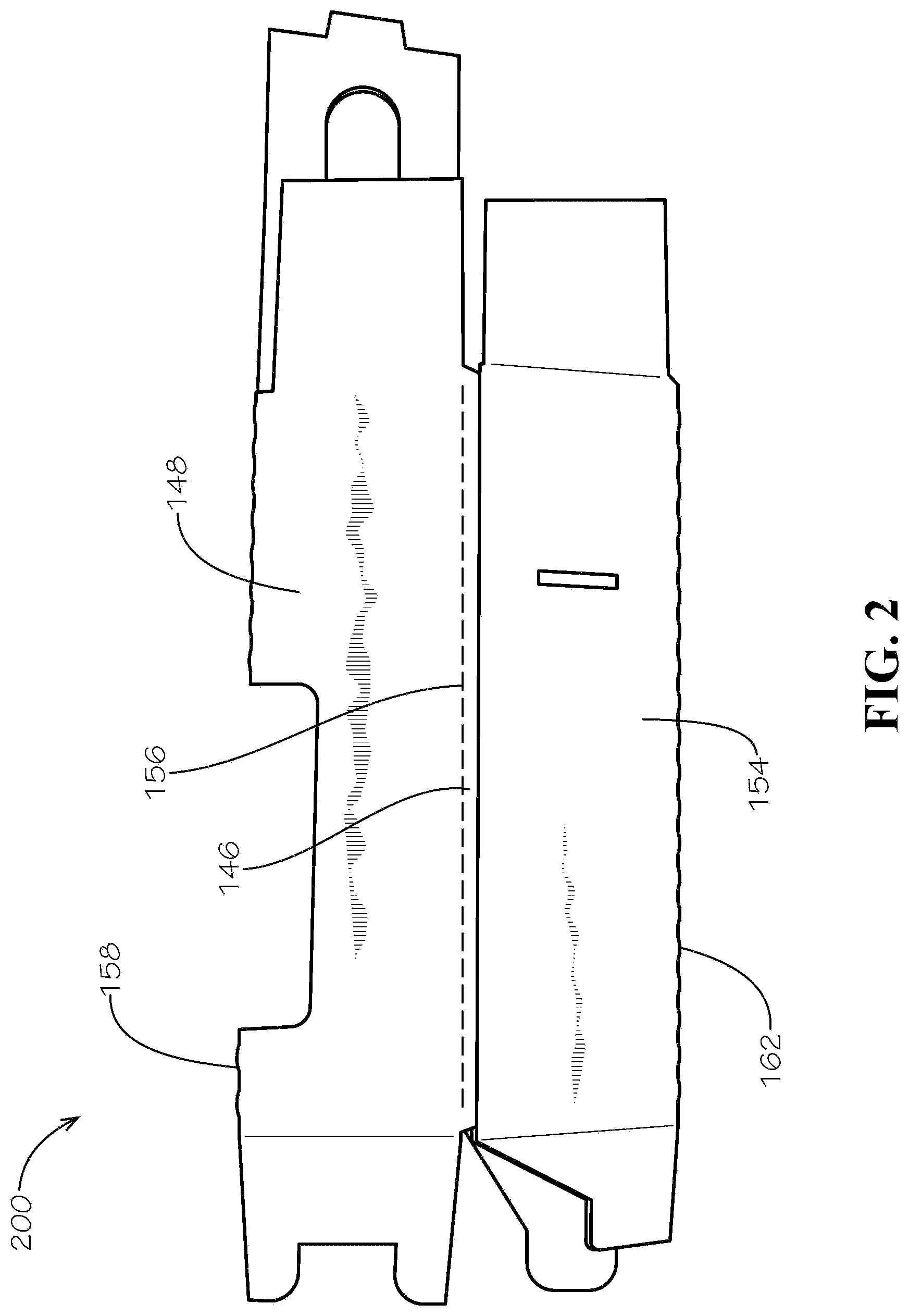 Patent US12304705 Figure 2 – One- and two-pack beverage box