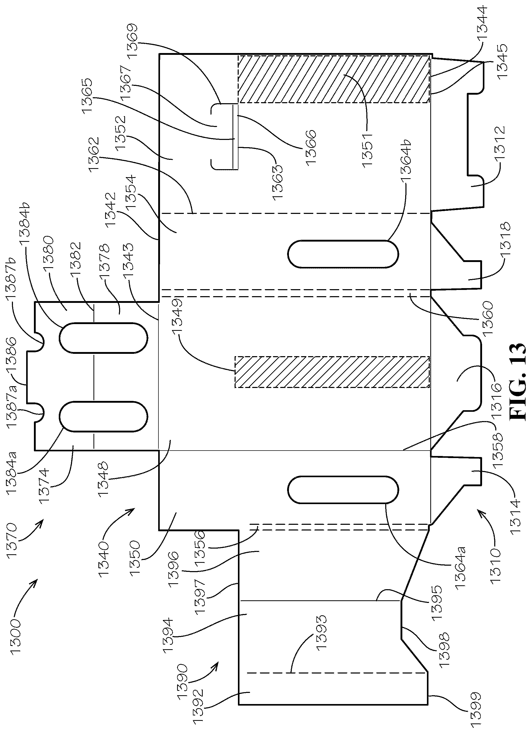 Patent US12304705 Figure 13 – One- and two-pack beverage box
