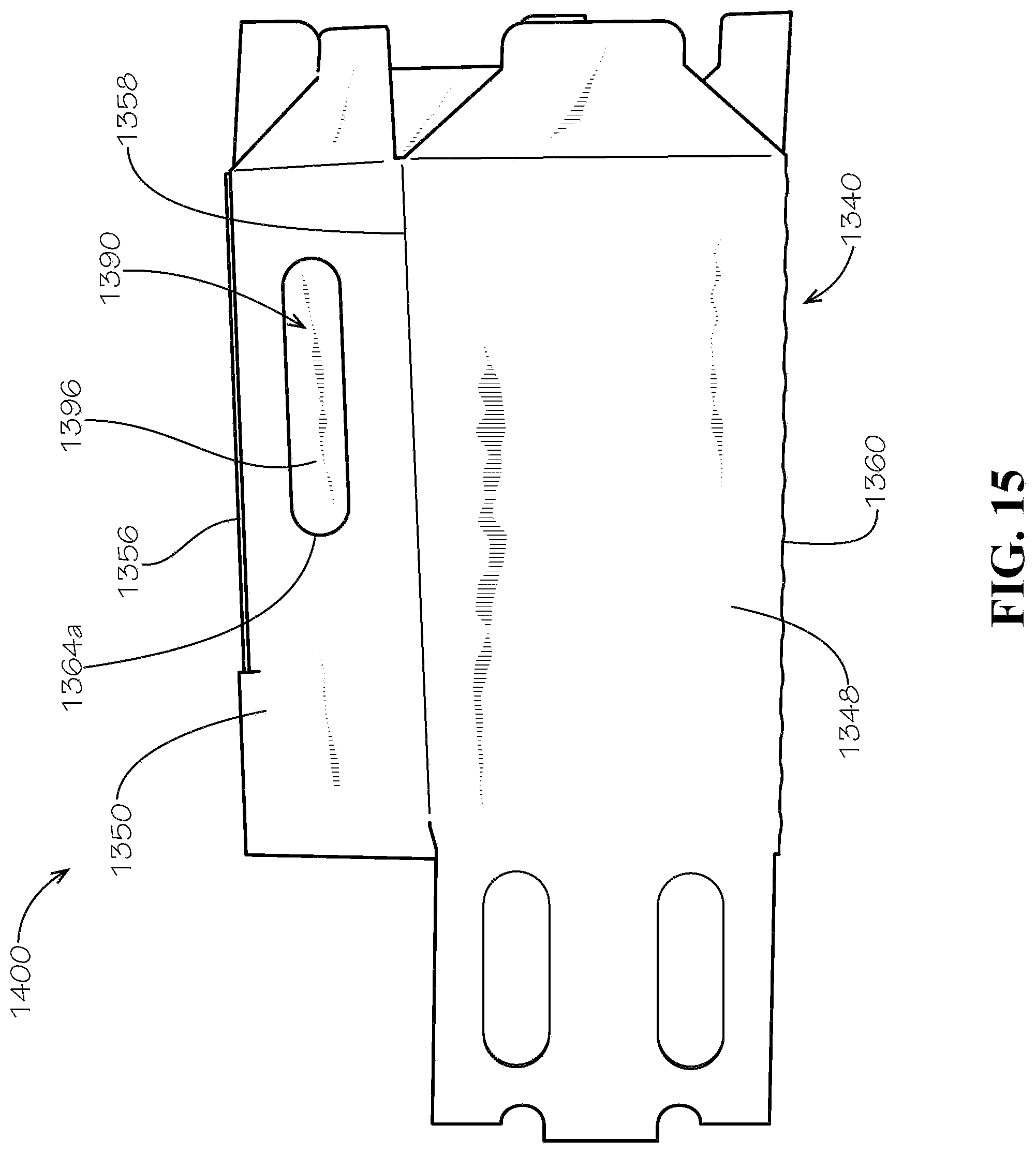Patent US12304705 Figure 15 – One- and two-pack beverage box