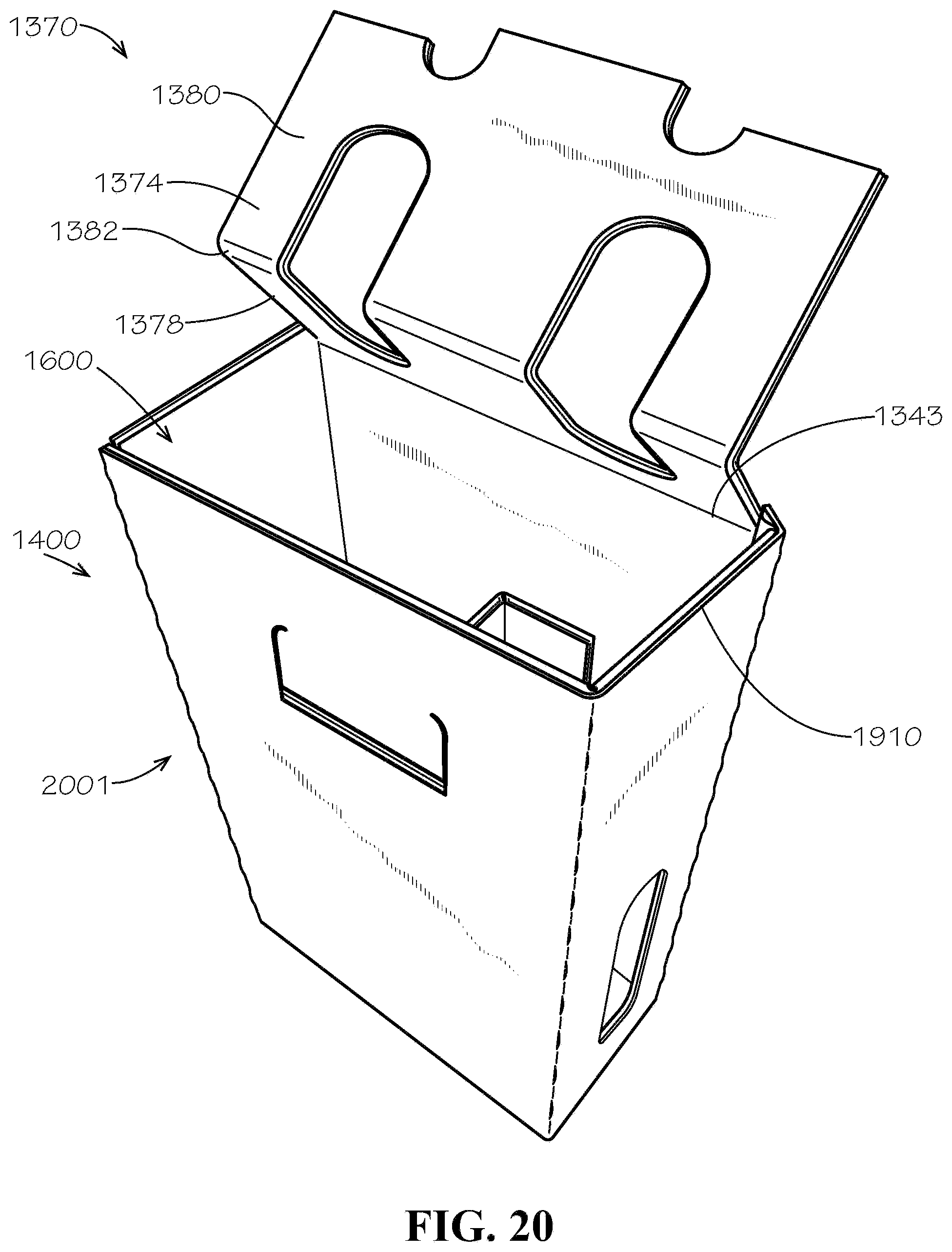 Patent US12304705 Figure 20 – One- and two-pack beverage box
