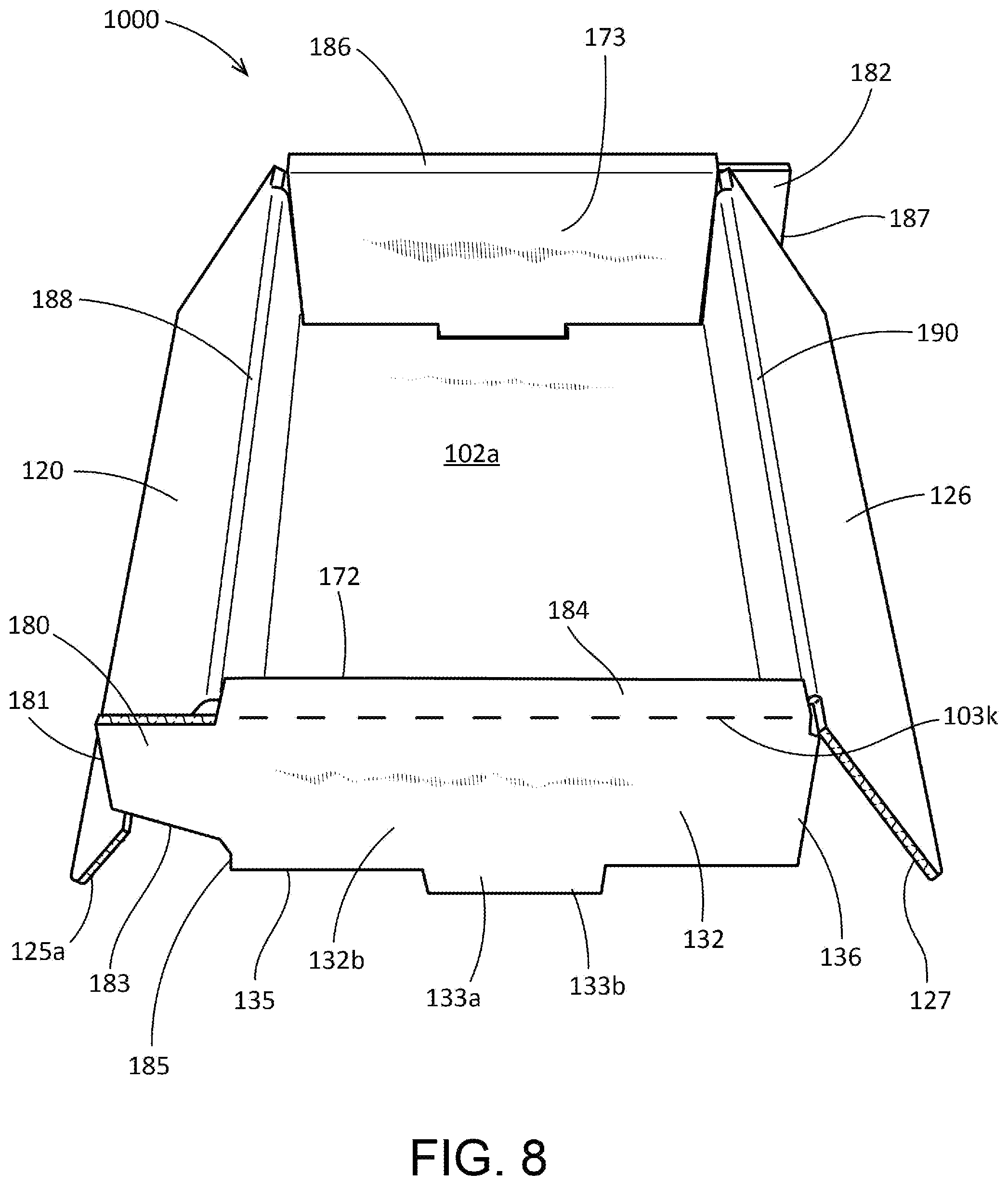 Patent US12304706 Figure 9 – Collapsible tray and methods therefor