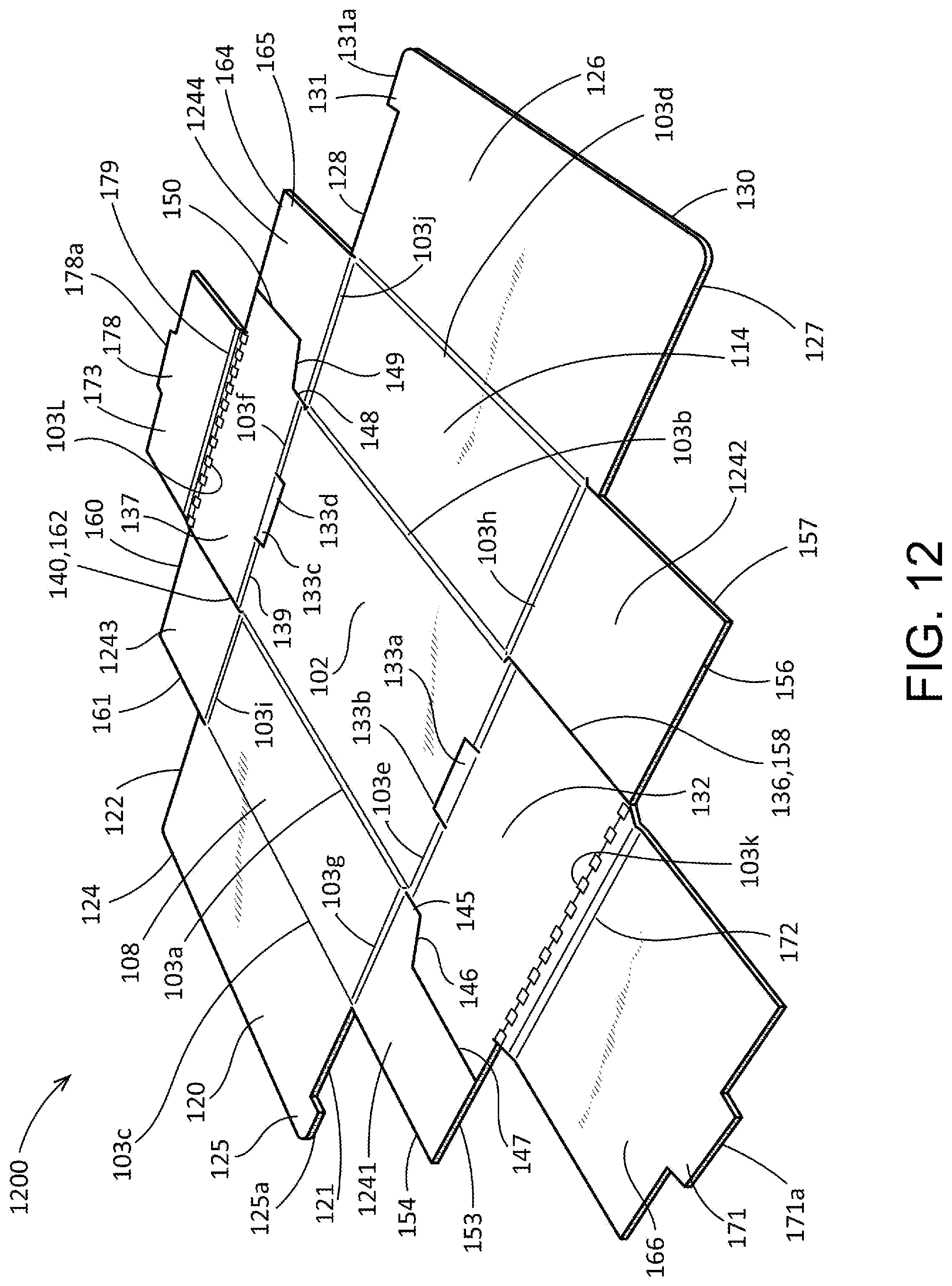 Patent US12304706 Figure 13 – Collapsible tray and methods therefor