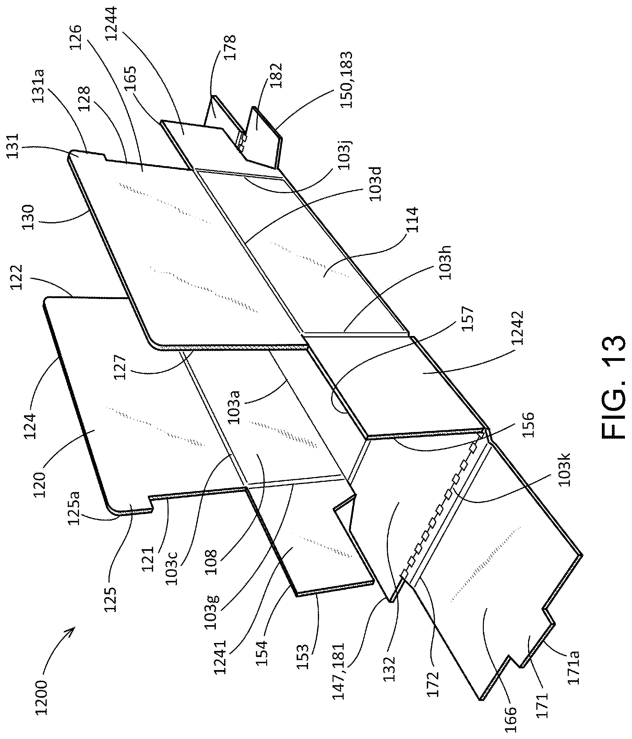 Patent US12304706 Figure 14 – Collapsible tray and methods therefor