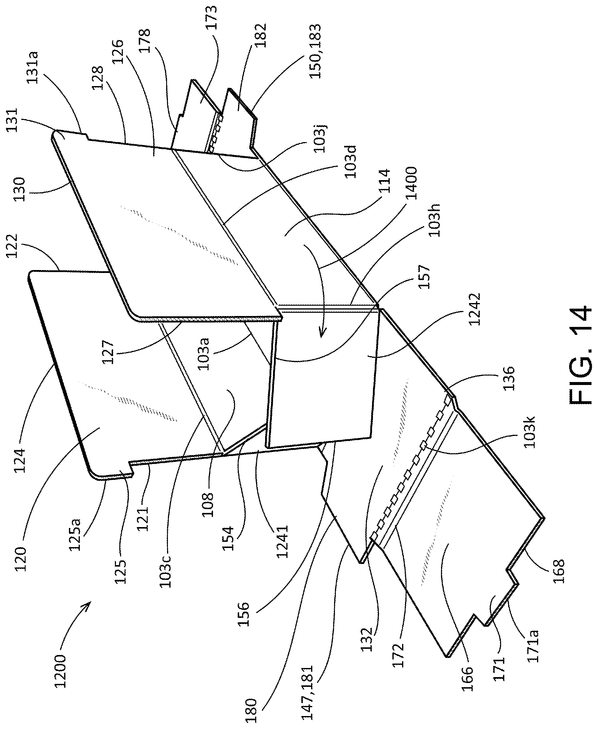 Patent US12304706 Figure 15 – Collapsible tray and methods therefor