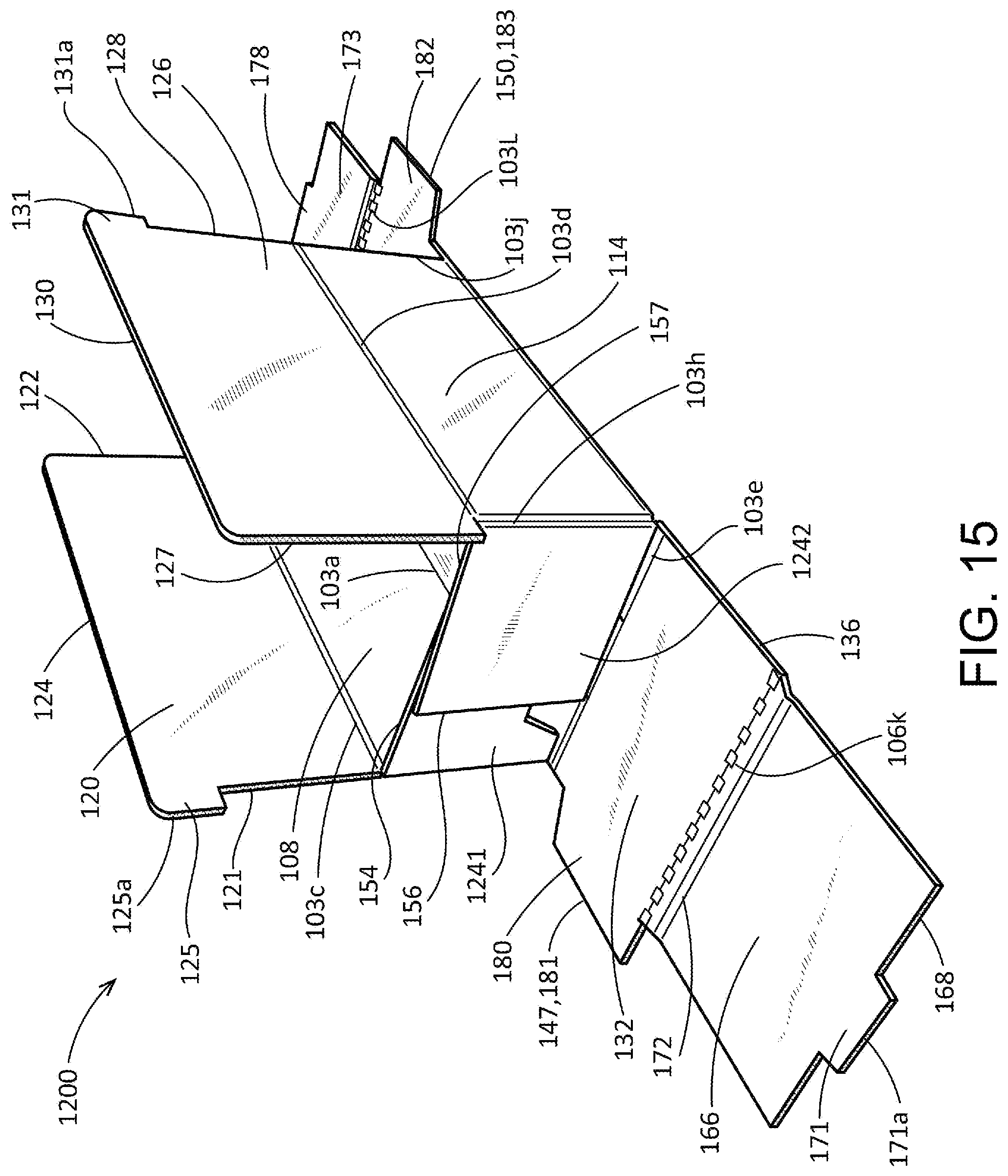 Patent US12304706 Figure 16 – Collapsible tray and methods therefor