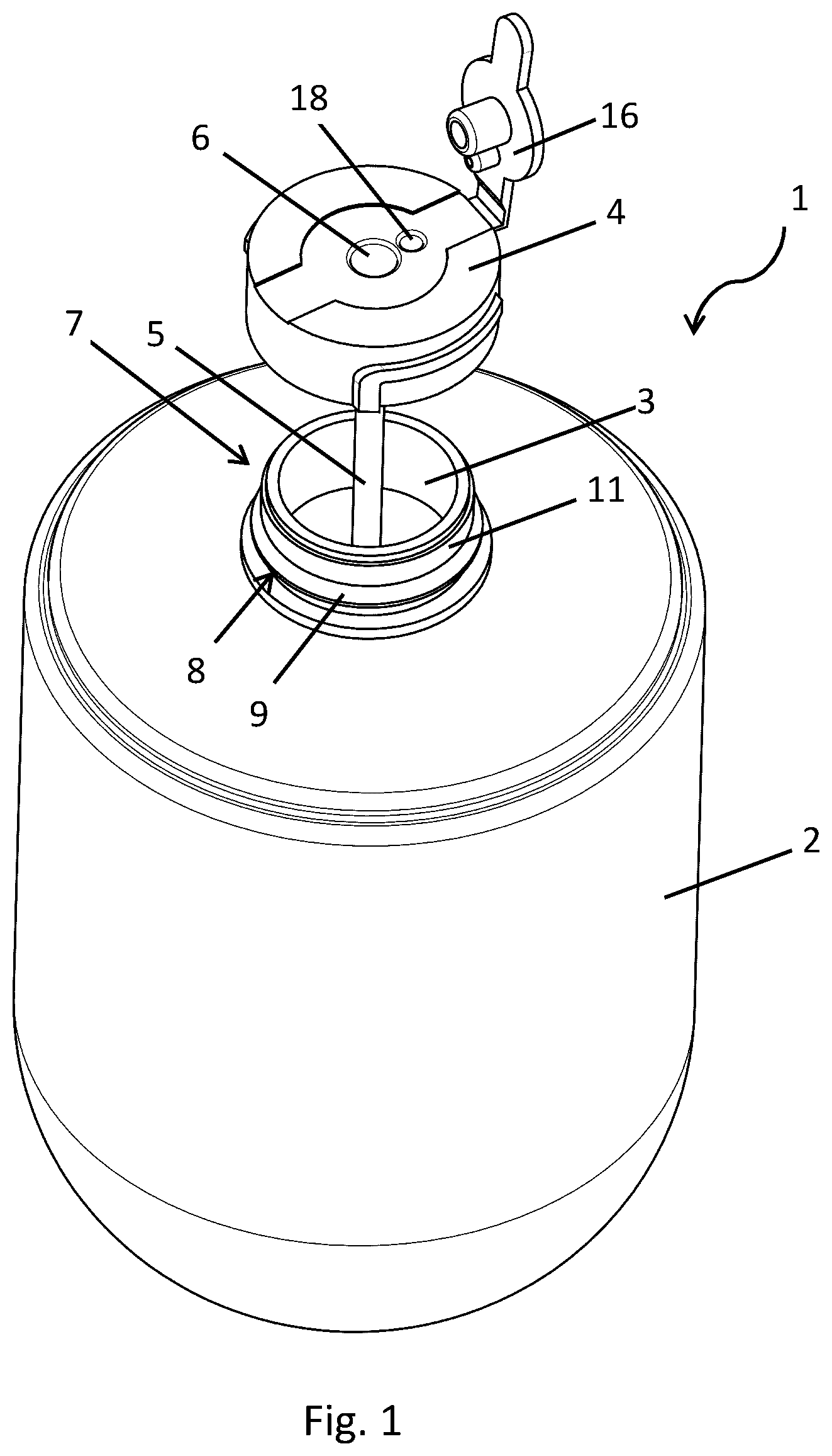 Patent US12304710 Figure 1 – Cap and a container
