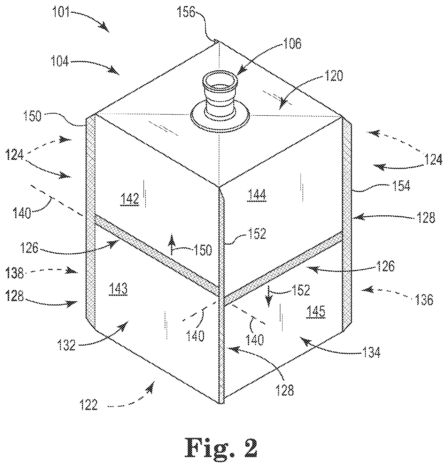 Patent US12304715 Figure 2 – Liner for an overpack assembly
