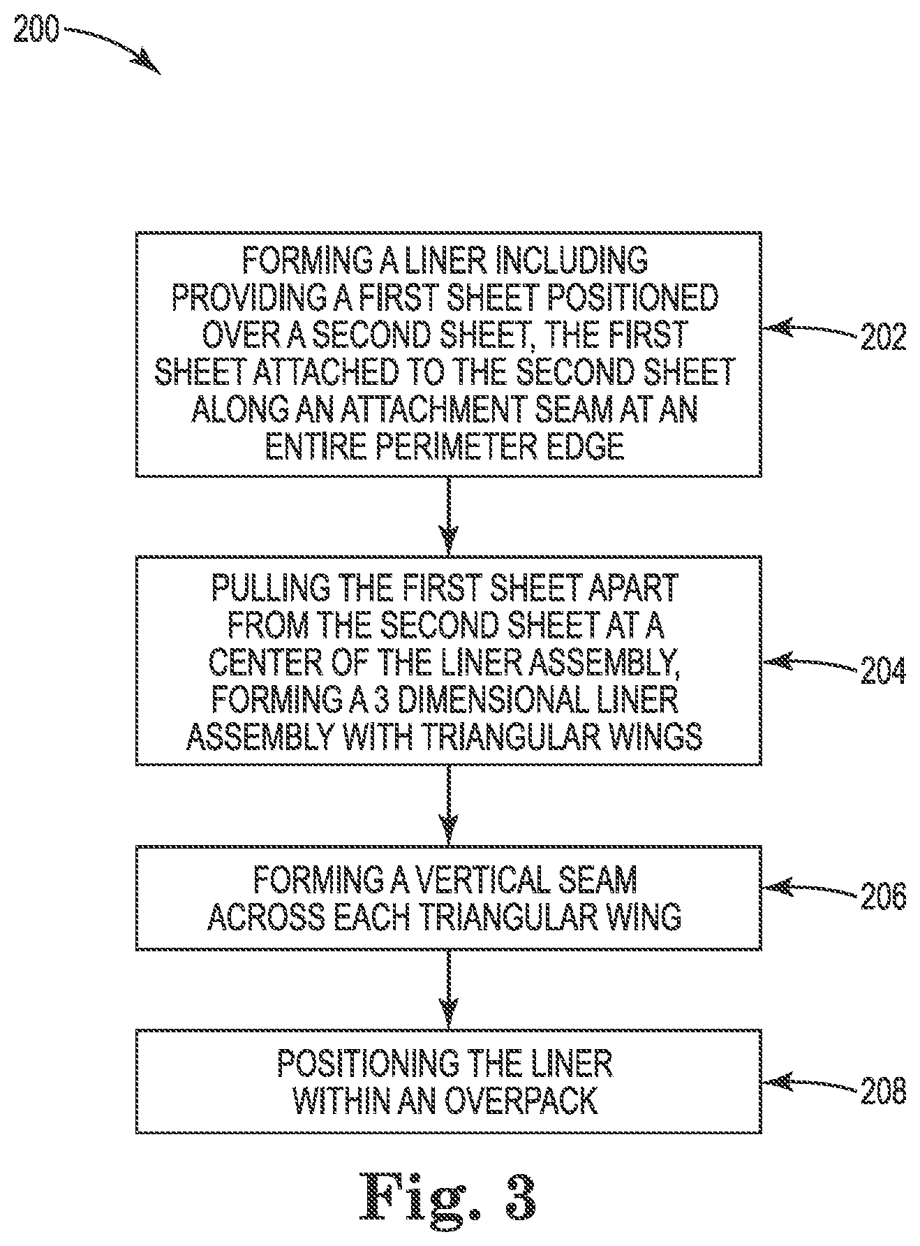 Patent US12304715 Figure 3 – Liner for an overpack assembly
