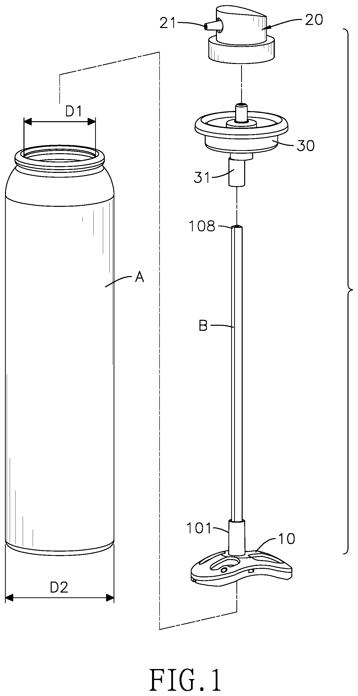 Patent US12304720 Figure 1 – Liquid product container and extending drawing unit of liquid product container