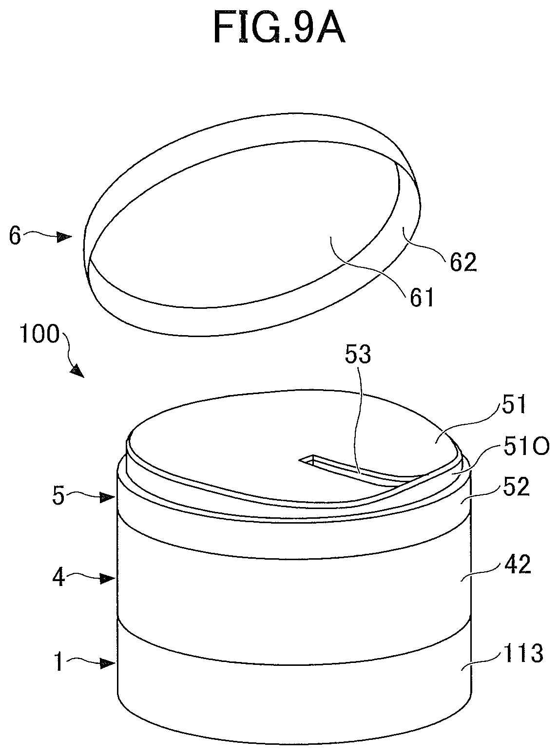 Patent US12304722 Figure 9 – Dispensing container with cutter, solid material container, and solid material rotary cutting lid