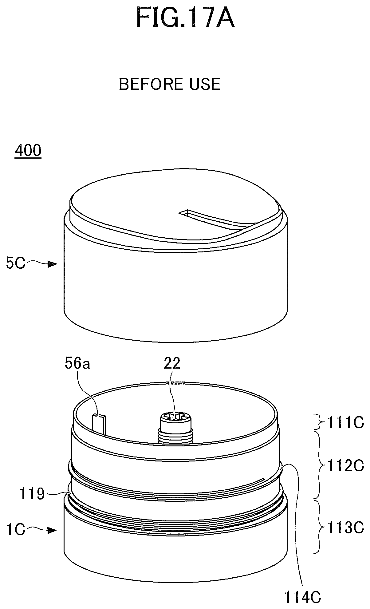 Patent US12304722 Figure 18 – Dispensing container with cutter, solid material container, and solid material rotary cutting lid